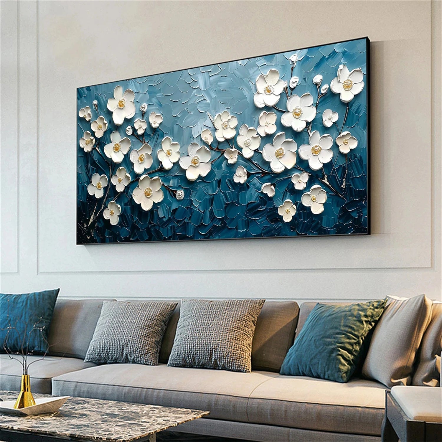 Flower and Tree Painting #FT117 - Handmade Canvas Art for Home & Office Decor | Perfect for Living Room, Bedroom, and Gift Giving