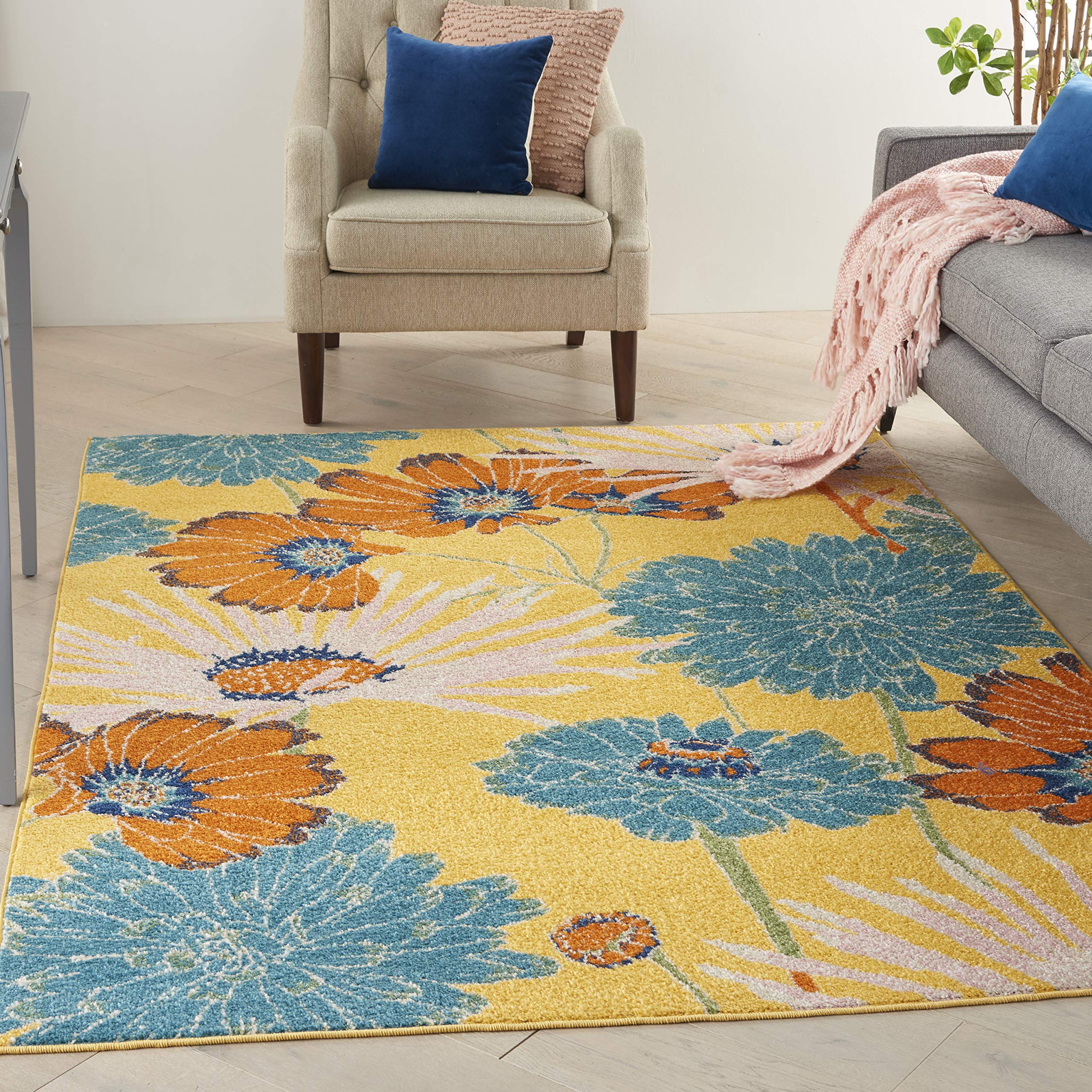 Nourison Allur Yellow Multicolor 5'3