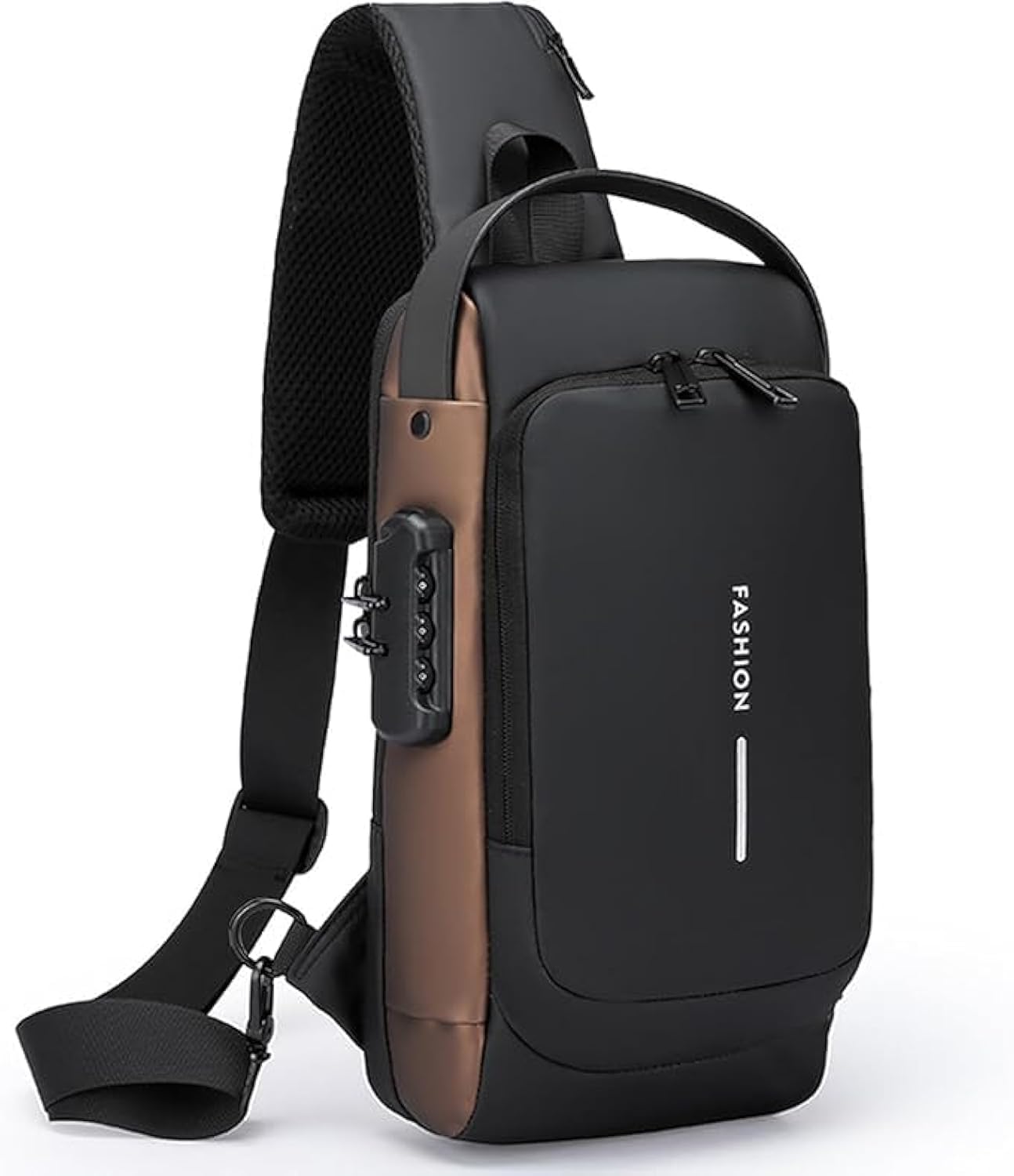 BRIGATTES Anti-Theft Sling Bag for Men & Women - Crossbody Backpack with USB Charging Port, Waterproof Shoulder Messenger Bag for Travel, Hiking & Daily Use (Brown)