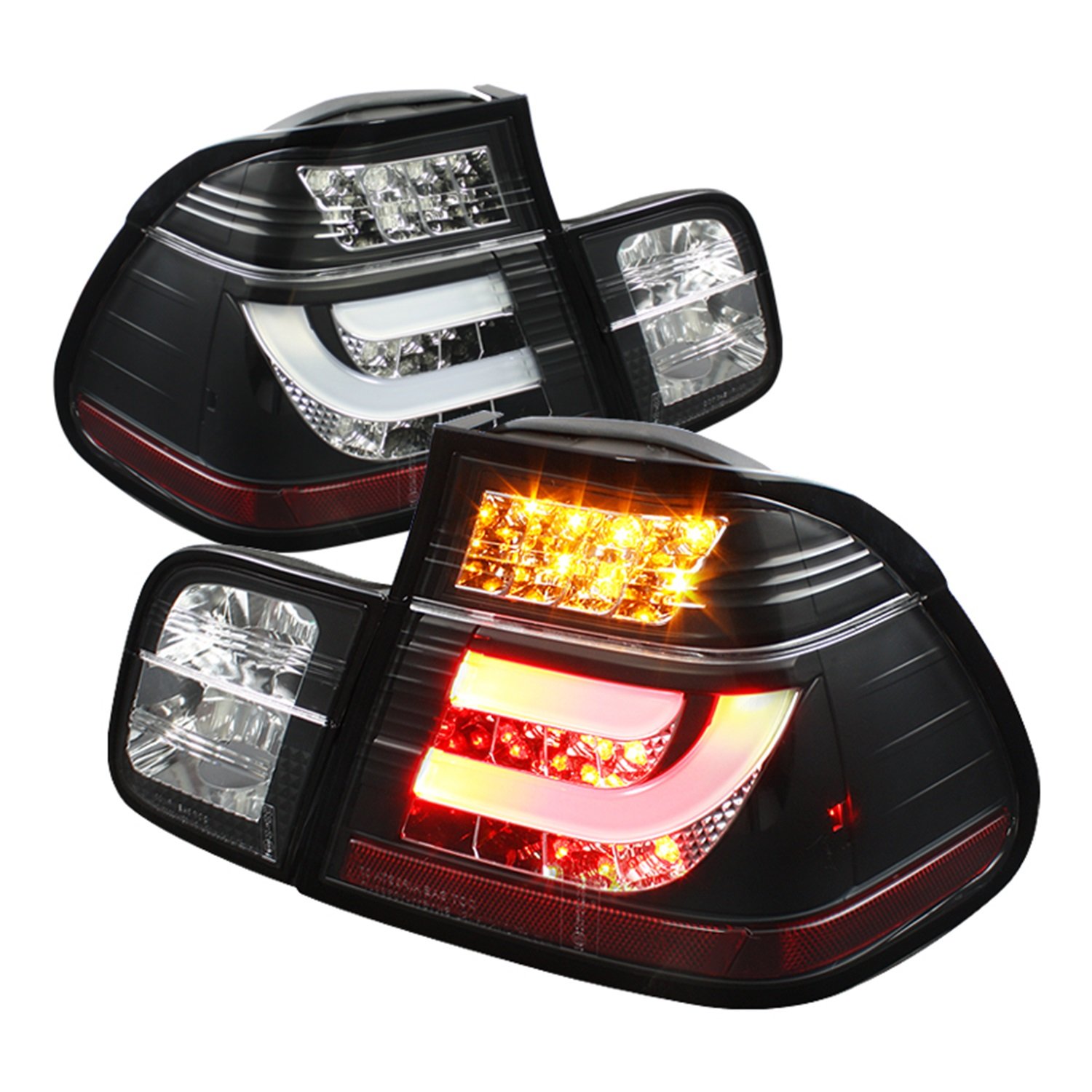 BMW E46 3-Series 99-01 4-Door LED Tail Lights - Black Light Bar Style by Spyder | High-Performance Replacement Lights for Night Driving & Car Customization
