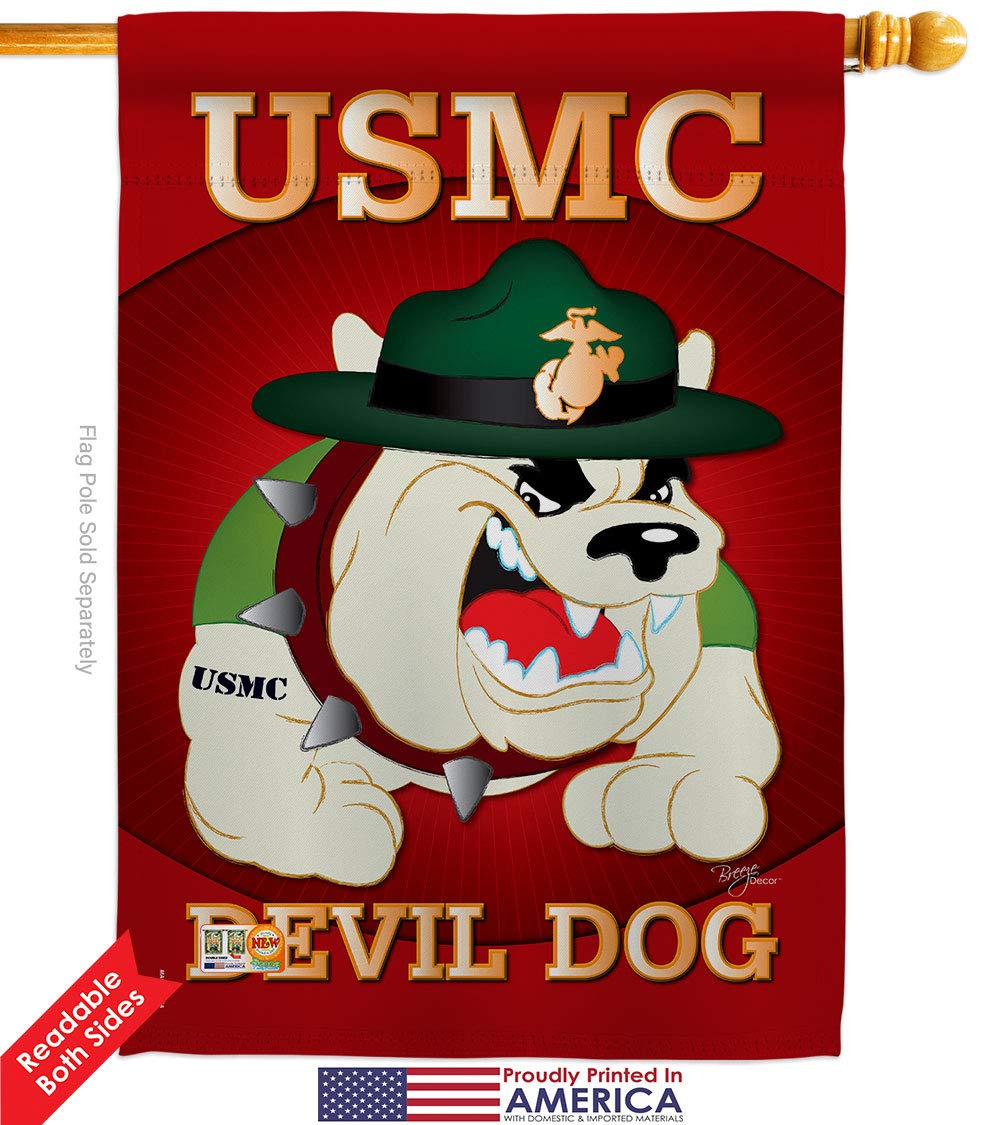 USMC Devil Dog Garden Flag Kit - Double-Sided 28x40 Inch Military House Banner - Armed Forces Veteran Gift, Semper Fi Decor, Made in USA | Perfect for Yard, Porch & Patriotic Home Decoration