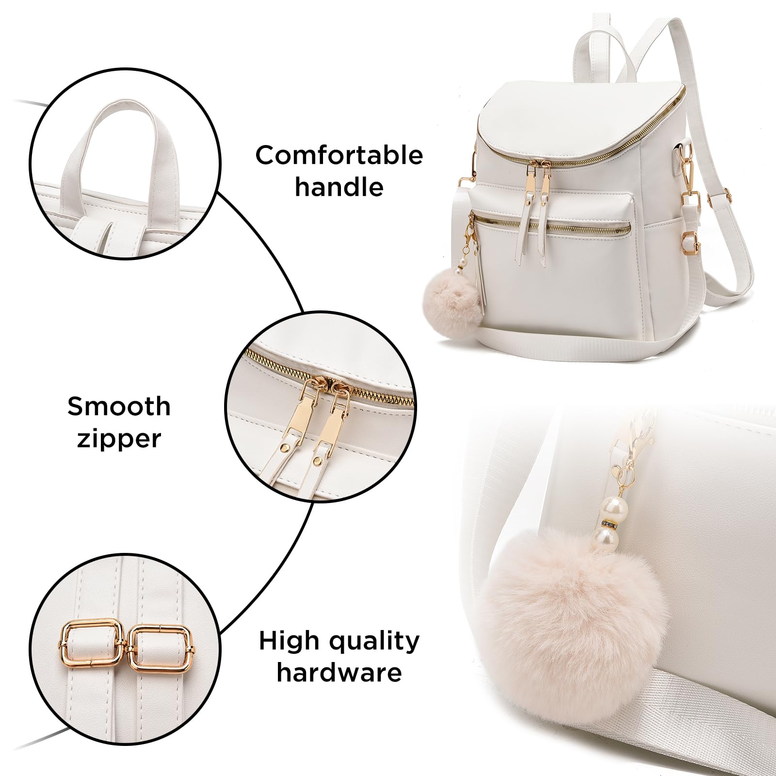 Stylish Leather Women Backpack Purse - Large Travel Bag for College & Work
