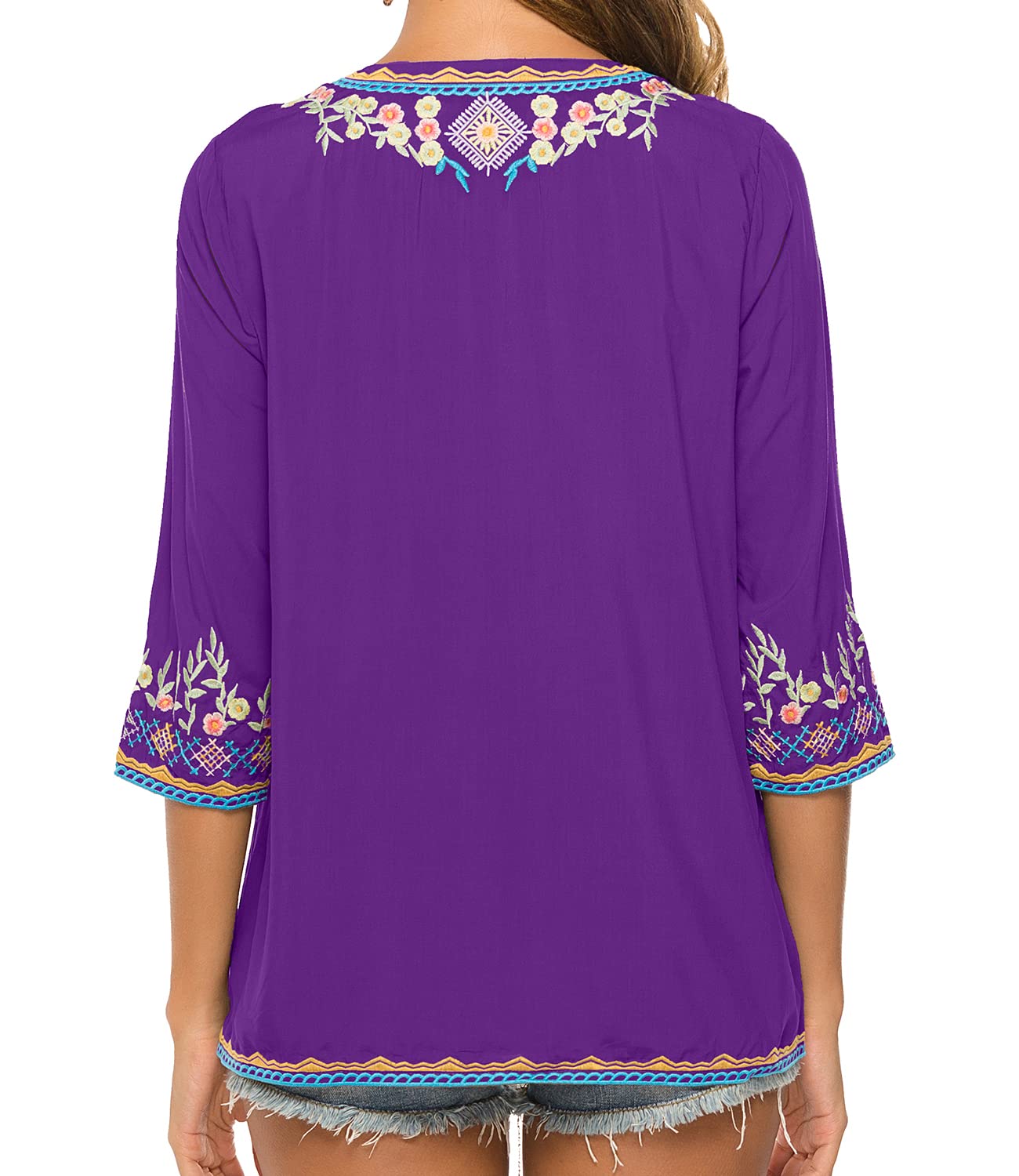 Higustar Women's Mexican Embroidered Boho Blouse - Bohemian Hippie Tunic Top, Plus Size Peasant Shirt for Fiesta & Casual Wear | Perfect for Music Festivals, Beach Vacations & Boho Chic Outfits
