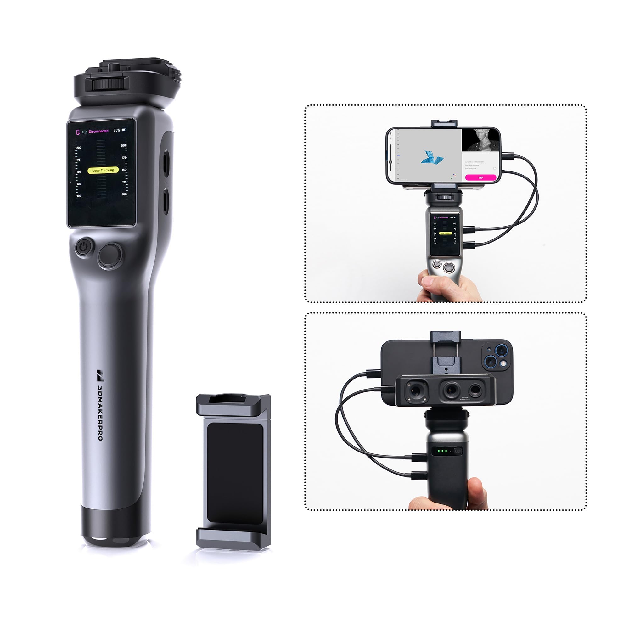 Portable Smart Grip for Seal Lite 3D Scanner - Ergonomic Handle for Easy Scanning | Perfect for 3D Modeling, Prototyping & Digital Archiving