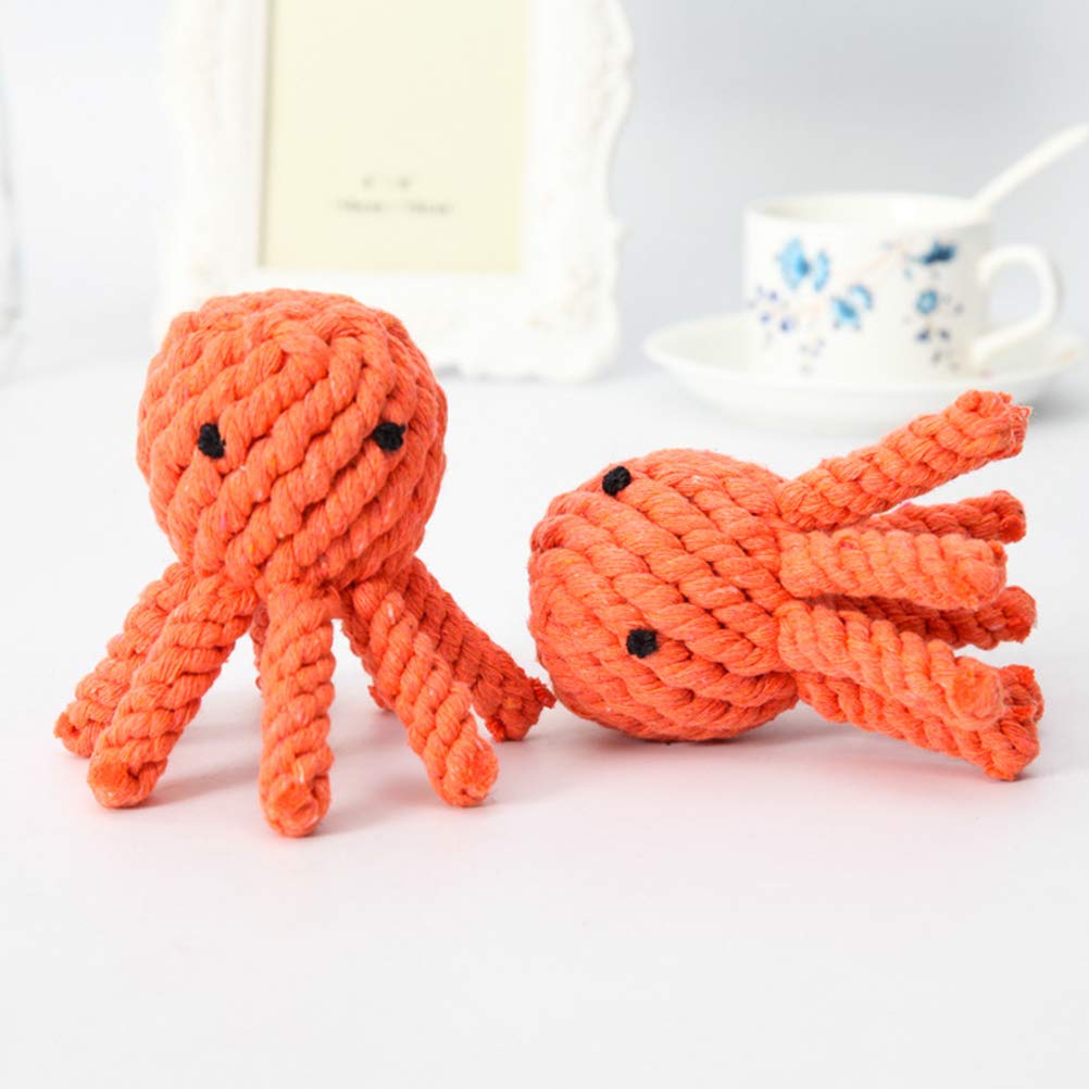 ABOOFAN Funny Cotton Rope Octopus Chew Toy for Dogs & Cats - Durable Teething Puppy Toy, Interactive Pet Play Toy (Orange) - Perfect for Puppy Teething Relief, Training Rewards & Party Favors