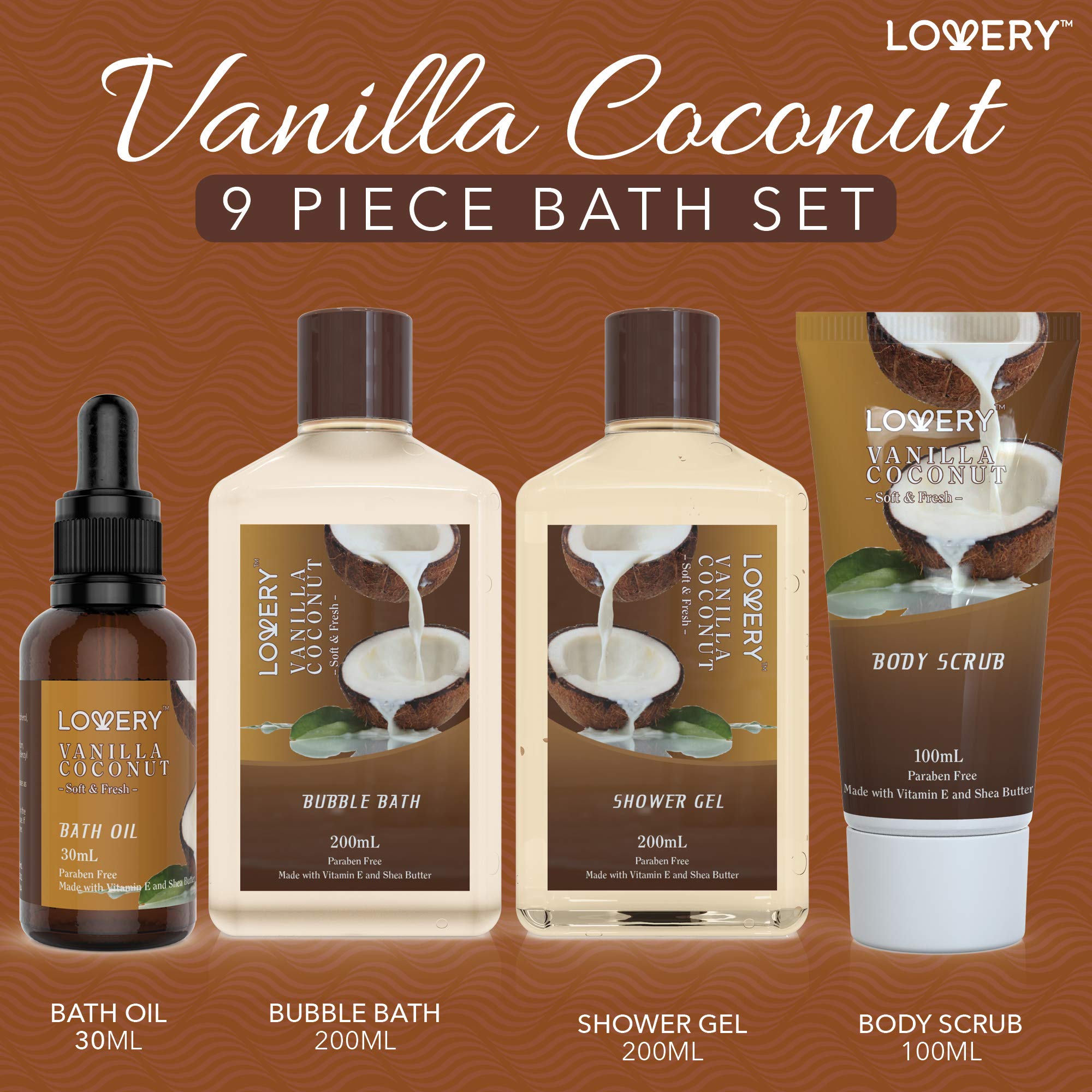 Vanilla Coconut Spa Gift Basket for Women & Men - 9 Piece Luxury Bath & Body Set with Bath Bombs, Lotion, Coconut Oil & Plush Towel | Perfect Birthday, Anniversary & Holiday Present for Relaxation & Self-Care