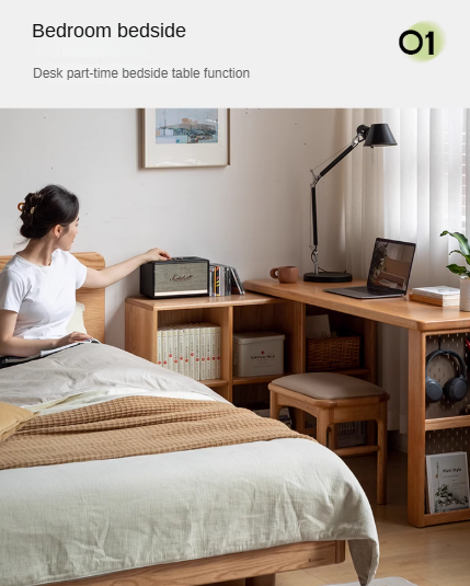 Solid Oak Wood Corner Desk for Home Office - Compact & Stylish Workspace Solution for Small Spaces, Apartments & Dorm Rooms