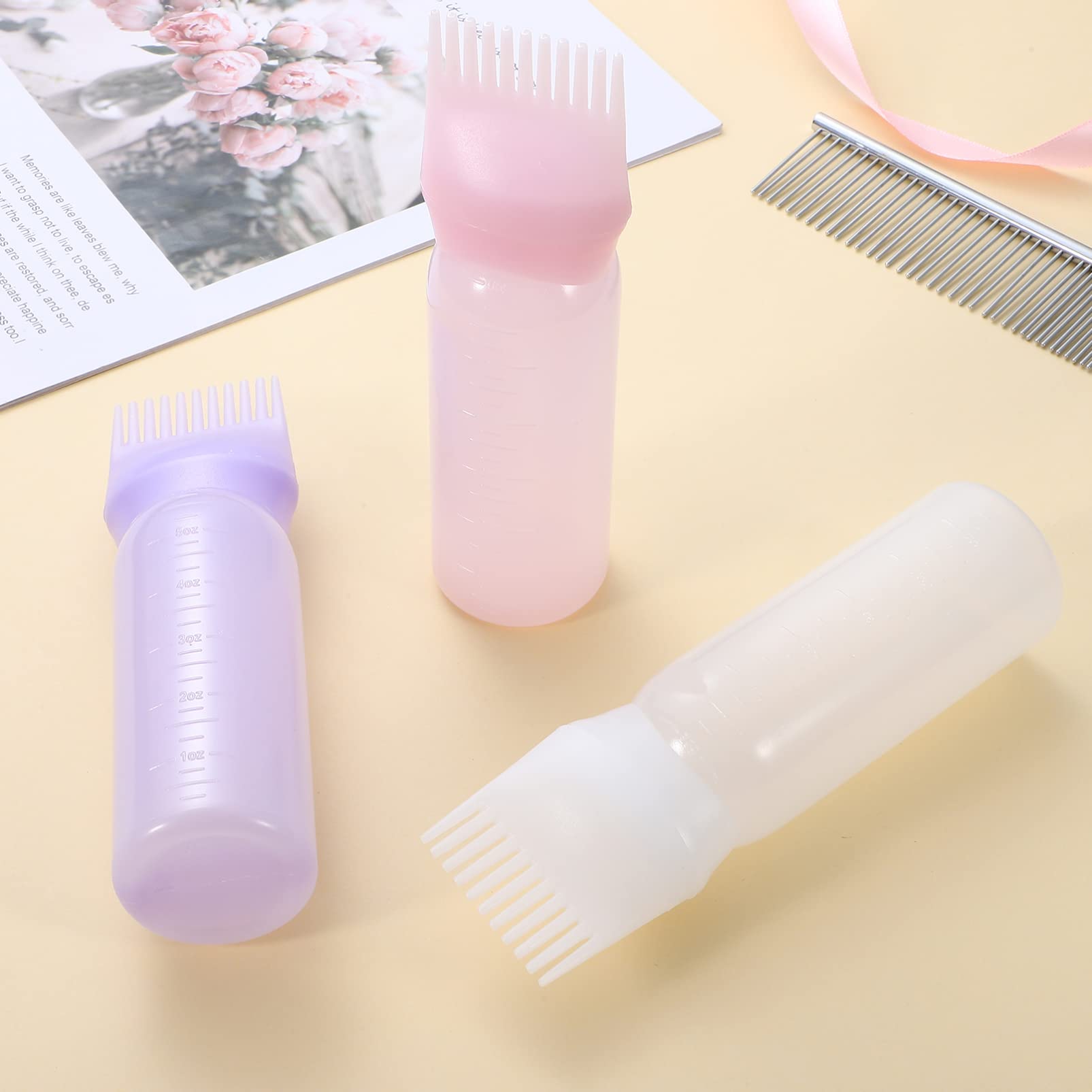 4 Pack Root Comb Applicator Bottles for Hair Oil & Color - Salon Quality Hair Styling Tools with Built-in Comb | Perfect for Professional Salon Use & At-Home Hair Treatments