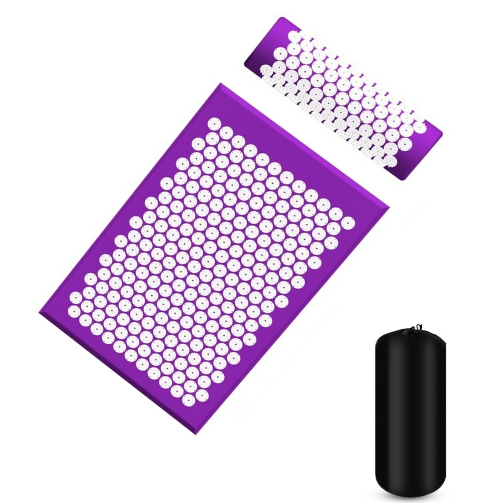 Acupressure Set for Back & Neck Pain Relief - Massage Mat & Cushion to Improve Blood Circulation & Relaxation | Purple Color | Perfect for Home, Office & Travel Use