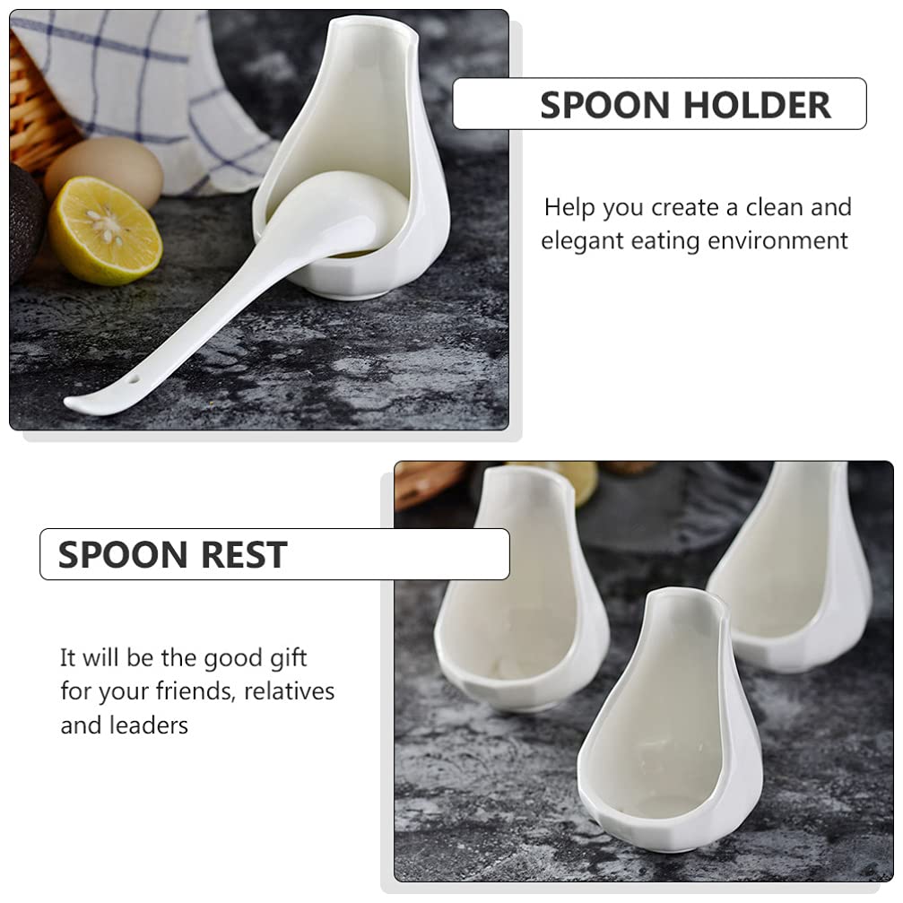 2-Pack Ceramic Spoon Rest Set - Durable Kitchen Utensil Holder for Soup & Cooking Spoons - Stylish Tableware Organizer for Countertop, Dining Table & Kitchen Storage - Perfect for Cooking, Serving & Entertaining