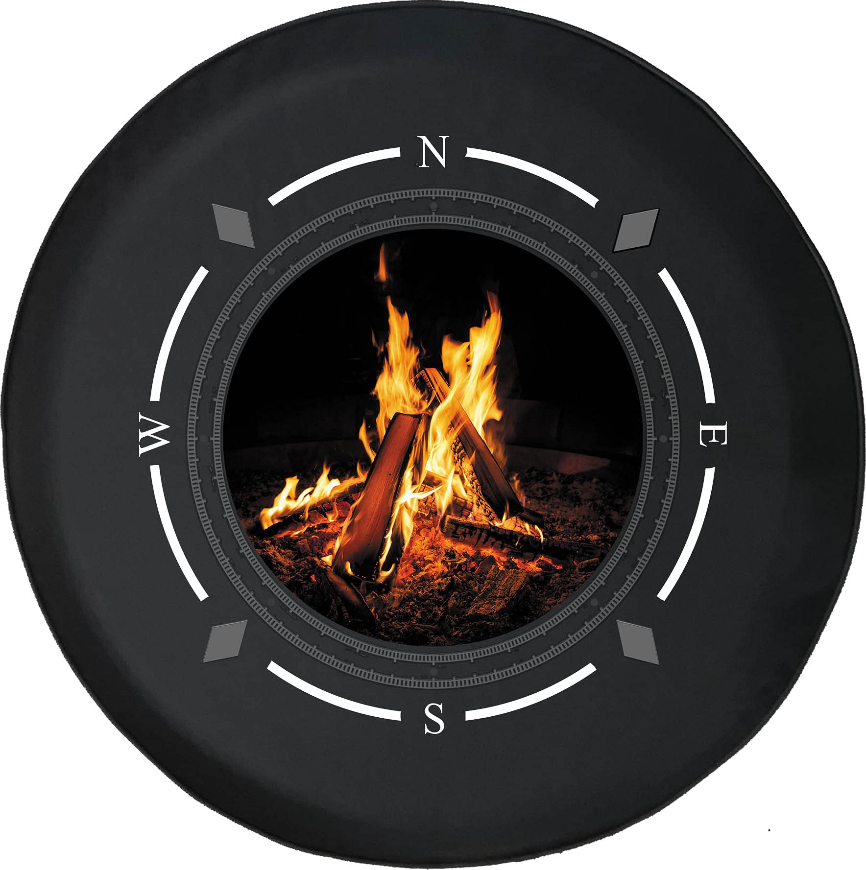 American Unlimited Spare Tire Cover with Compass & Campfire Design - Waterproof SUV, RV, Trailer Wheel Accessories for Jeep, Truck & Off-Road Vehicles | Perfect for Camping, Road Trips & Outdoor Adventures