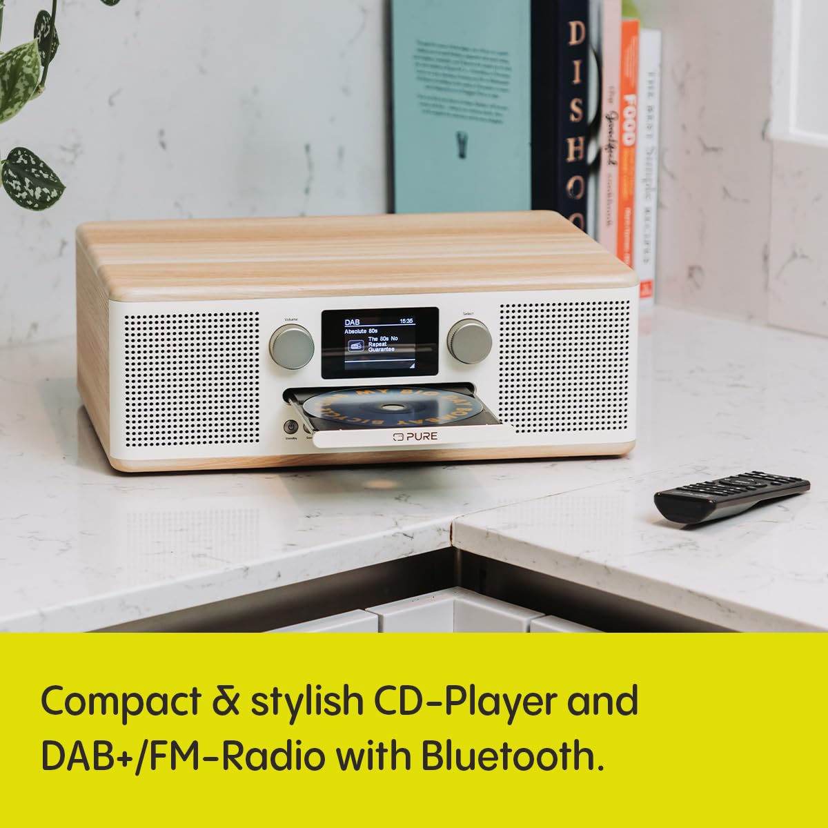 Pure Classic C-D6 Music System - CD Player with DAB+/FM Radio, Bluetooth, AUX & USB Connectivity, Alarm & Sleep Timer in Cotton White/Oak - Perfect for Home, Office & Bedroom Entertainment