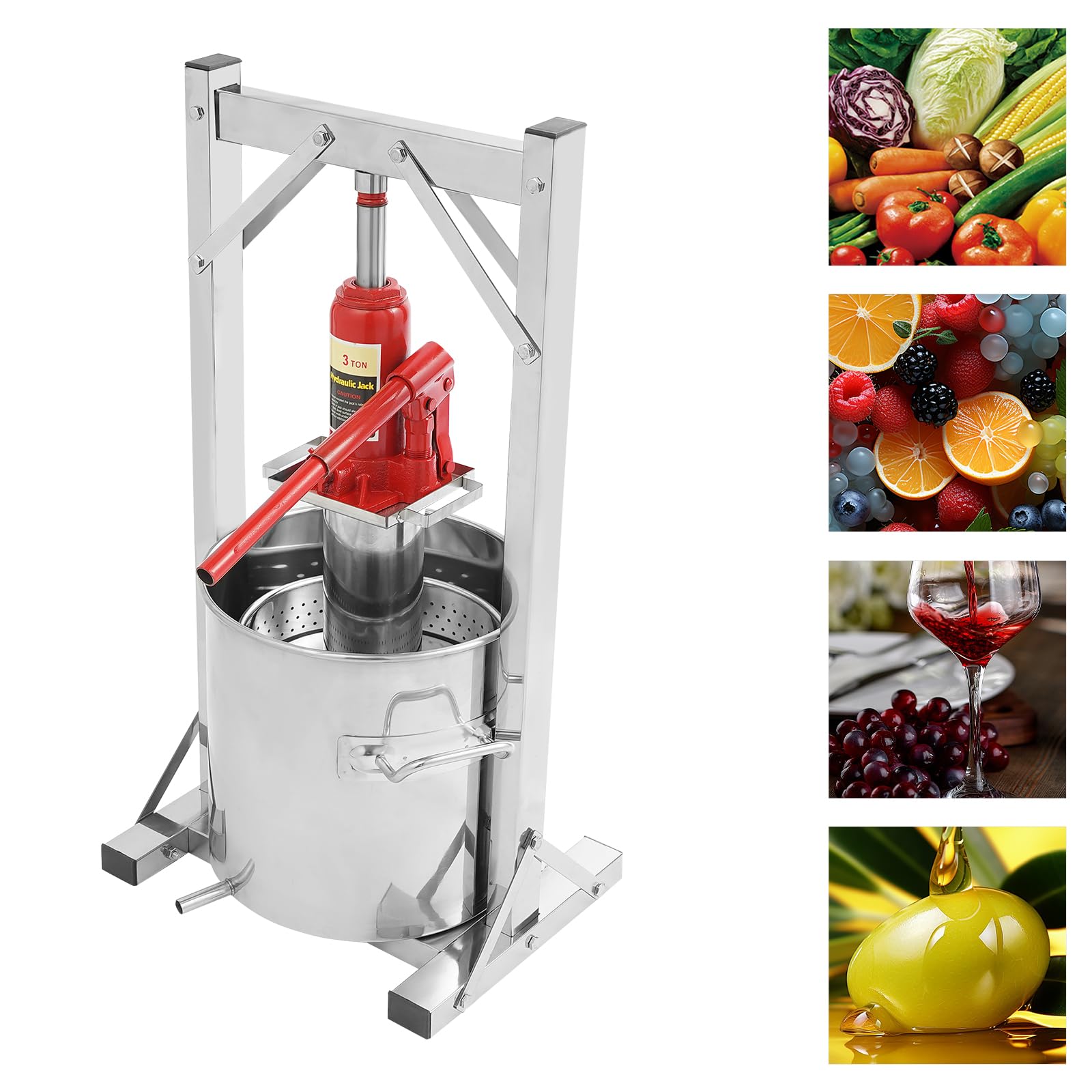 12L Stainless Steel Apple Cider Press & Fruit Grinder - Heavy Duty Fruit Pulp Crusher for Grapes, Apples, Wine & Juice Making - Perfect for Home Brewing, Cider Production & Farm Fresh Beverages