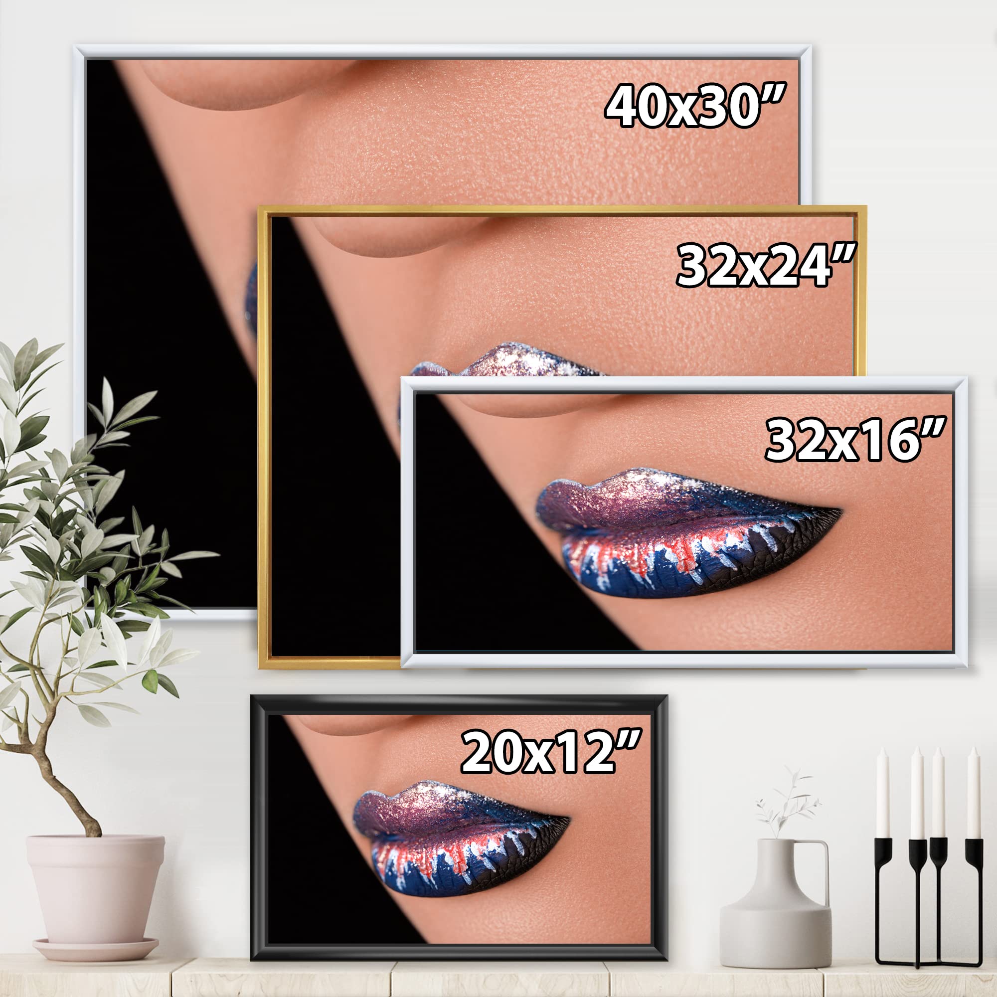 Creative & Fashionable Lipstick Makeup Art - Modern Framed Canvas Wall Print for Home & Office Decor | Perfect for Living Room, Bedroom or Salon Wall Art