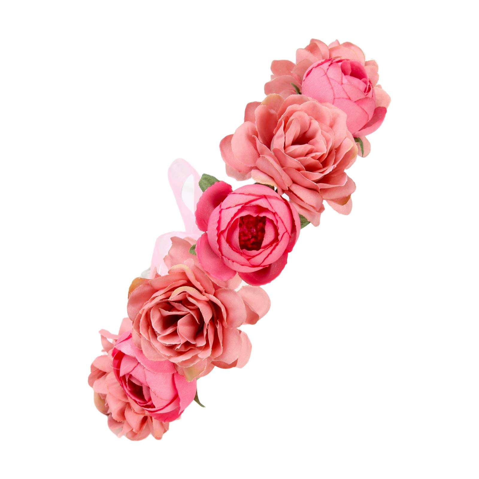 Adjustable Rose Flower Crown for Women & Girls - Romantic Floral Headband, Hair Wreath & Wedding Halo - Perfect for Bridal, Birthday Parties, Maternity Photoshoots & Boho Festivals (Rose)