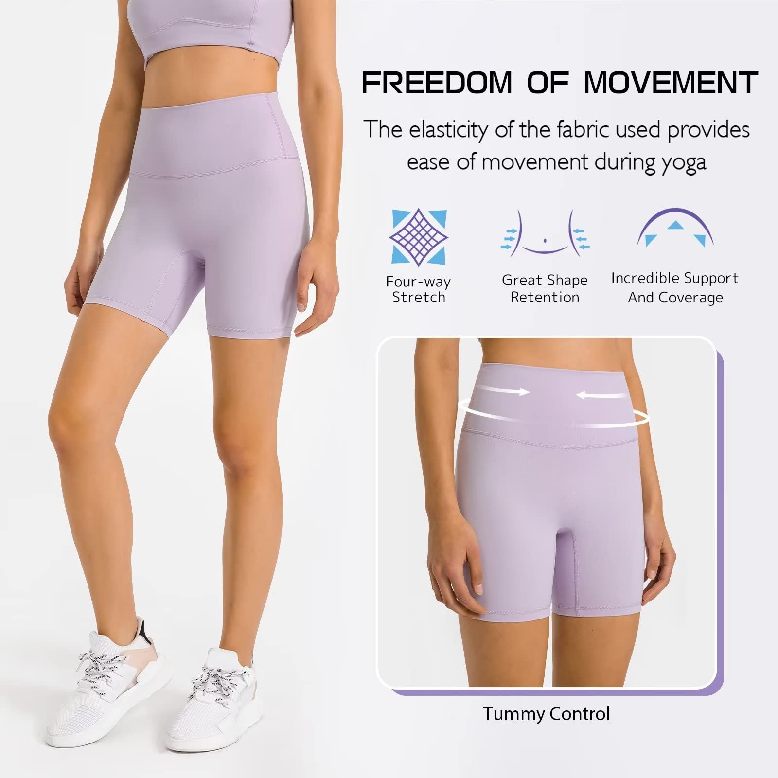 **Women's High Waist Yoga Shorts - Anti-Chafing Compression Running Shorts for Gym, Cycling & Workout | Quick-Dry, Seamless & Sweat-Wicking | Perfect for Activewear & Fitness Training**