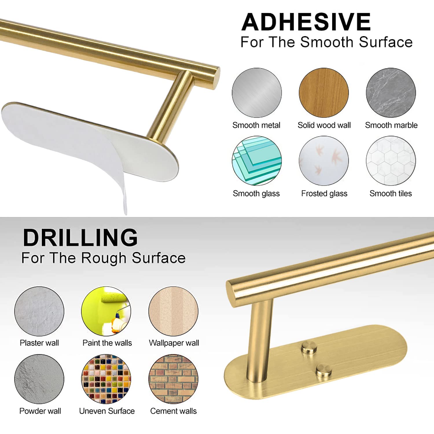 Under Cabinet Paper Towel Holder - Self Adhesive Stainless Steel Wall Mounted Kitchen Towel Rack (Gold Finish) - Perfect for Small Spaces, RVs & Compact Kitchens