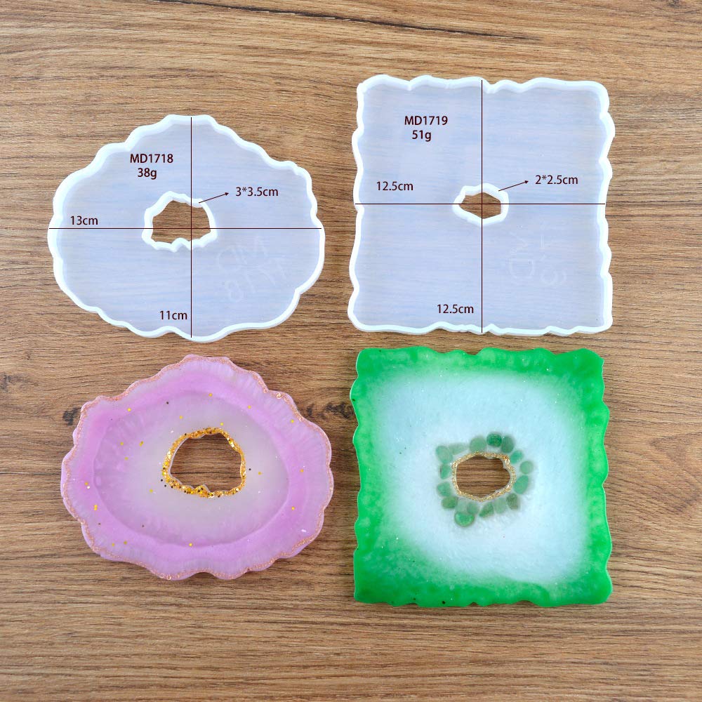 Yalulu 9 Pack Silicone Resin Coaster Molds - Irregular Agate Coaster Molds for Epoxy Resin Casting, DIY Geode Resin Art - Perfect for Home Decor, Gifts & Craft Projects