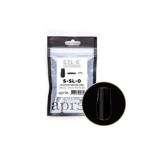 Apres Gel X Refill Tips 2.0 - 50pc Long Square Sculpted Nail Tips for Professional Salon & DIY Manicures - Perfect for Acrylic, Gel & Nail Extensions