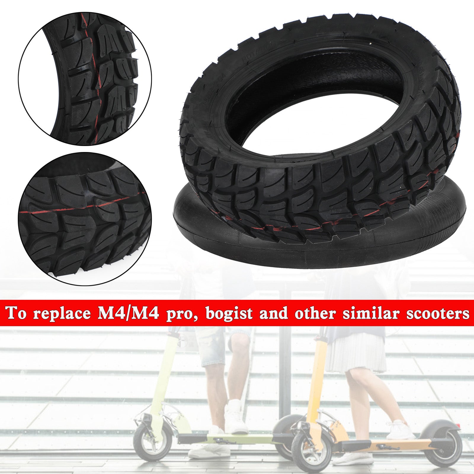 10x3.25-5.25x80 Off-Road Tires + Inner Tubes for KUGOO M4 Zero Electric Scooter - 80/65-6 Size - Perfect for Trail Riding, Commuting & Outdoor Adventures