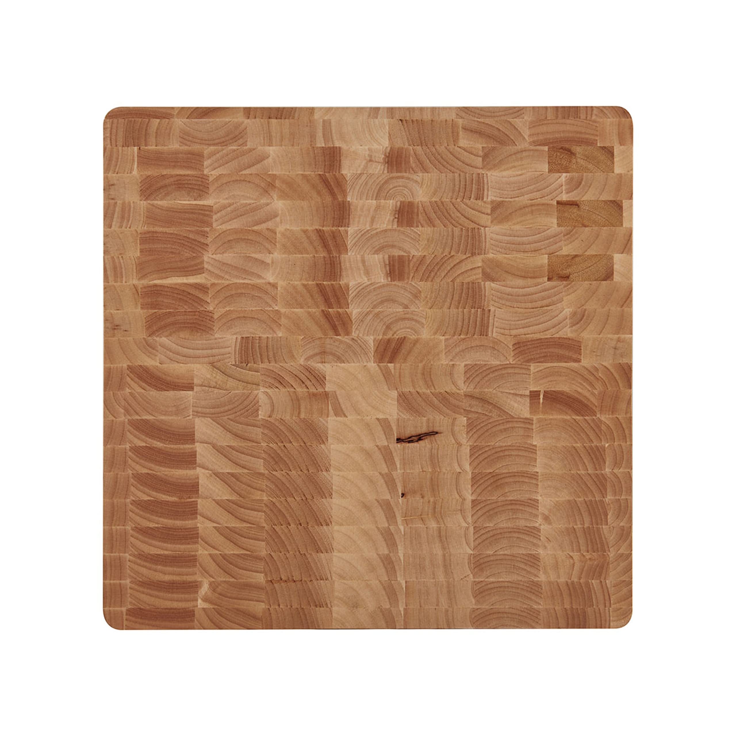 Premium Farberware 16x16 Inch Thick End Grain Rubberwood Cutting Board with Juice Groove & Finger Grips - Natural Wood Chopping Block for Meat, Vegetables & Fruits - Ideal for Kitchen Prep, Butchering & Serving Charcuterie
