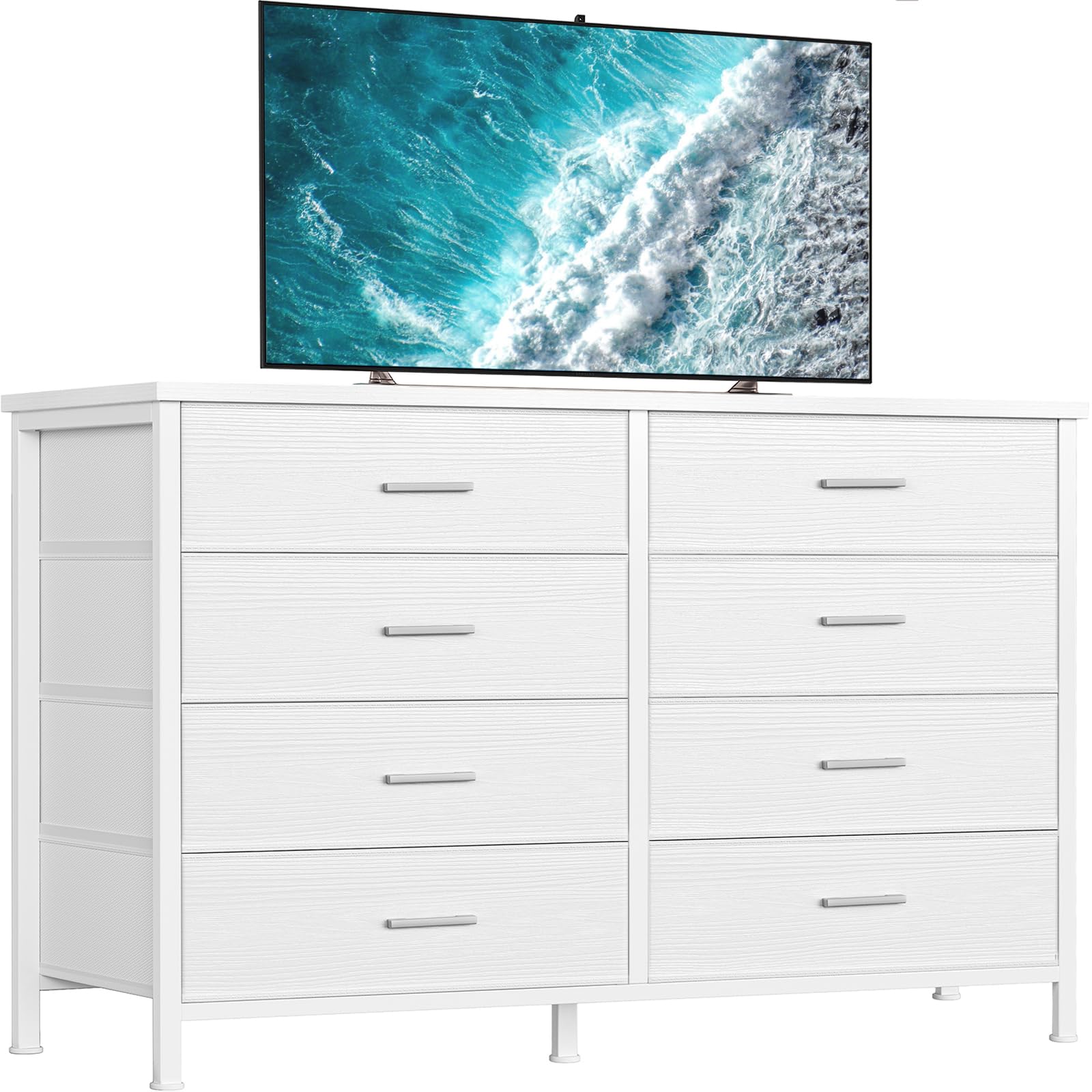 Modern White 8-Drawer Dresser for Bedroom - Wide Dresser TV Stand for 50