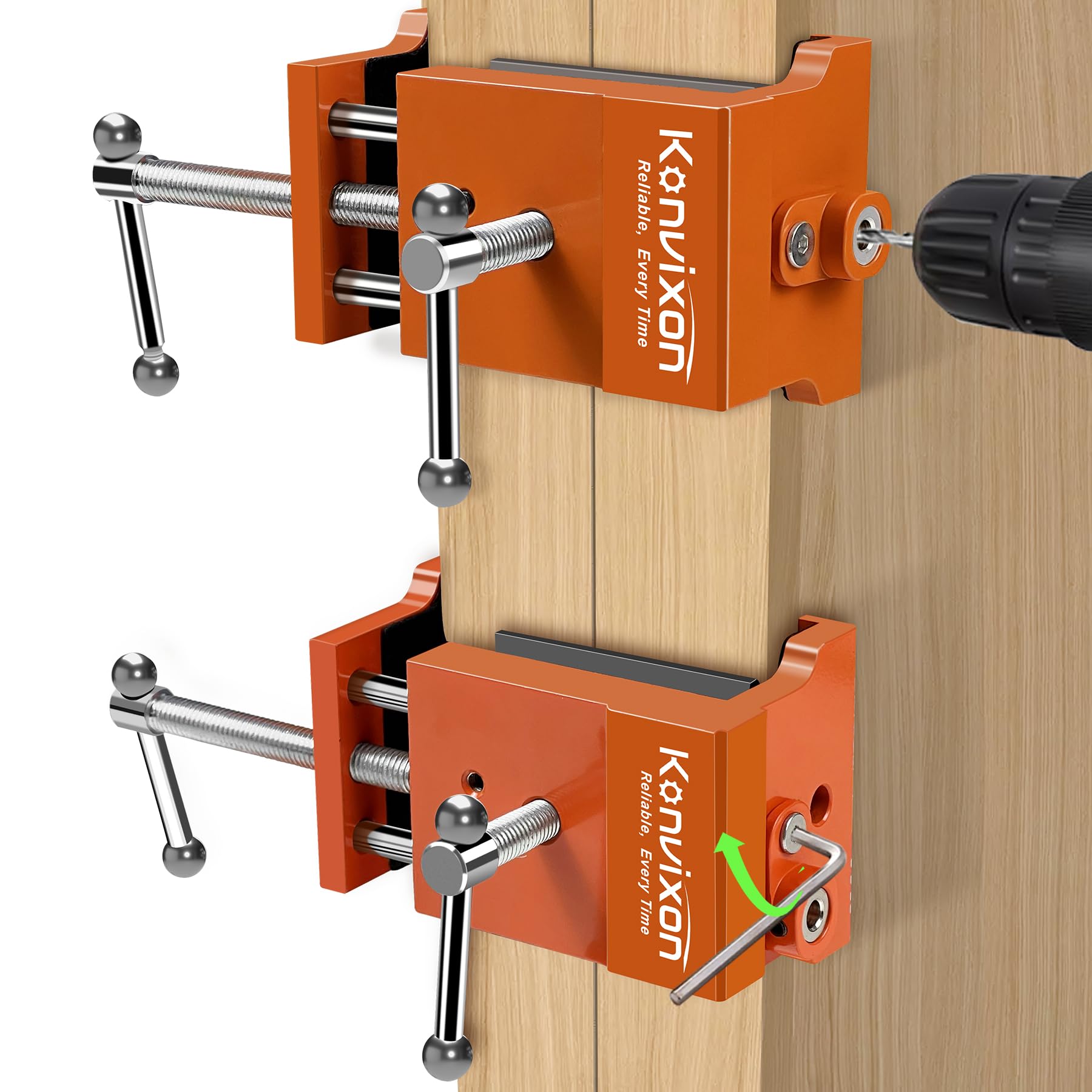 2 Pack Cabinet Clamps with Mini L Hex Key Set - 440LBS Gap-Free Claw Clamps for Woodworking & Cabinet Installation - Cabinet Face Frame Clamps with Drilling Hole - Perfect for DIY Home Projects & Professional Woodworking Tools