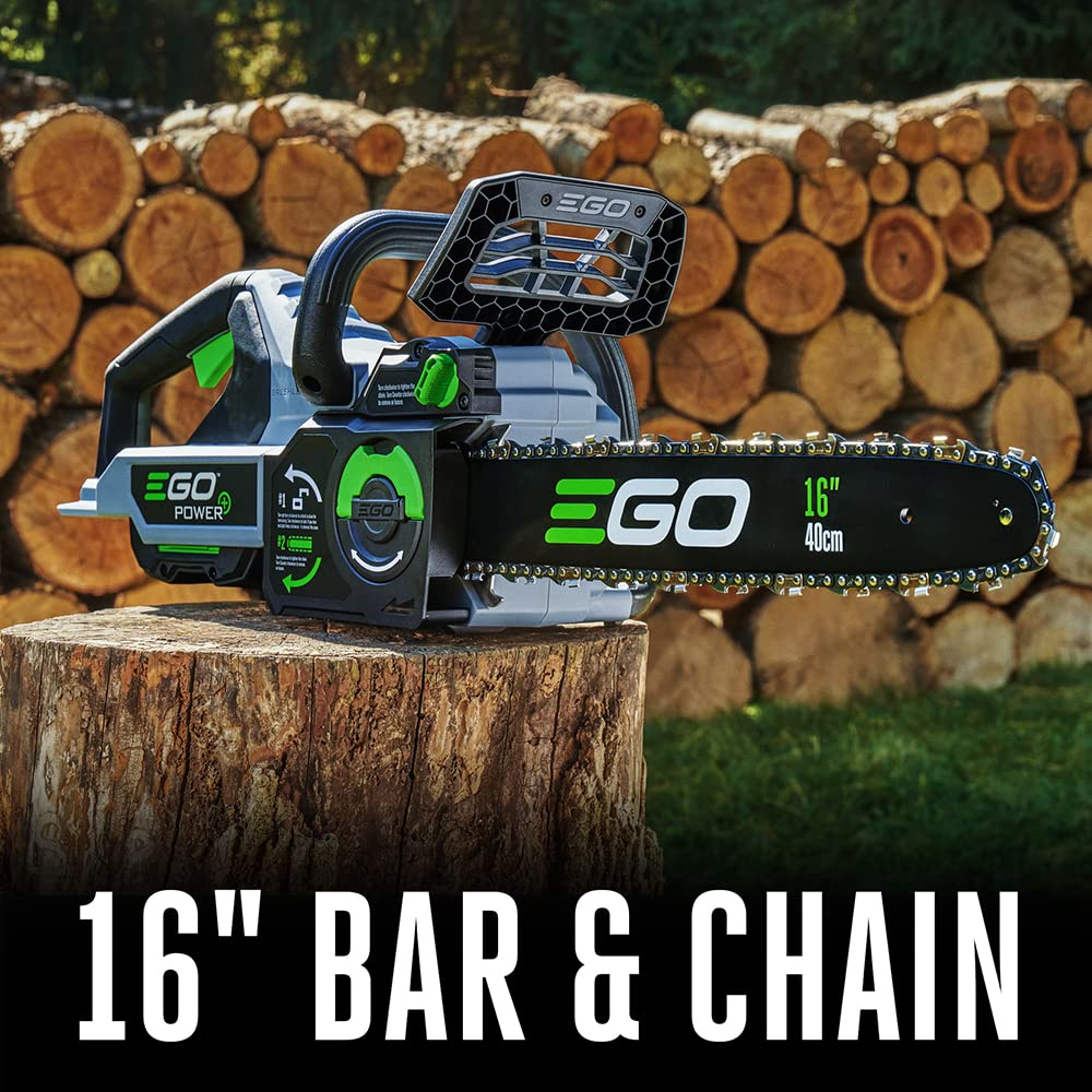 EGO Power+ 56V Cordless Chainsaw 16-Inch with Bar Oil & Fast Charger - Perfect for Tree Trimming, Firewood Cutting, and Yard Maintenance