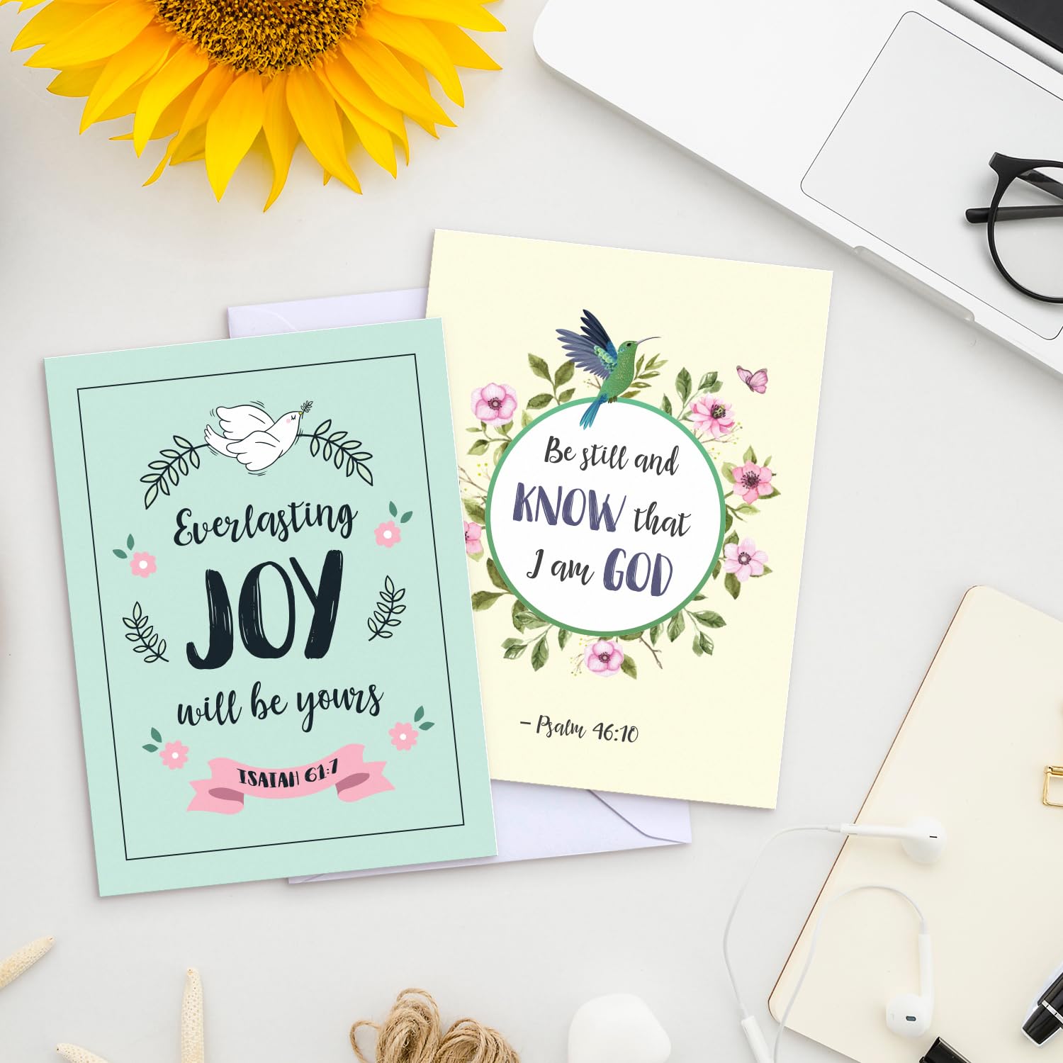 48 Pack Scripture Cards with Envelopes - Inspirational Christian Greeting Cards Set Featuring 6 Bible Verse Designs - Blank Note Cards for Prayer, Worship & Encouragement | Perfect for Church Events, Bible Study Gifts & Daily Devotionals