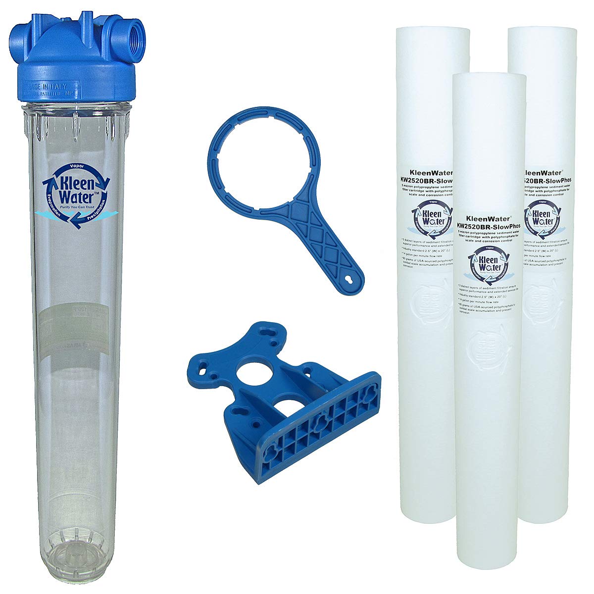**KleenWater KW2520SCALEX-3 Tankless Water Heater Filter System – Polyphosphate Scale Prevention Filter for Tankless Hot Water Heaters – Ideal for Homes, RVs & Off-Grid Living**