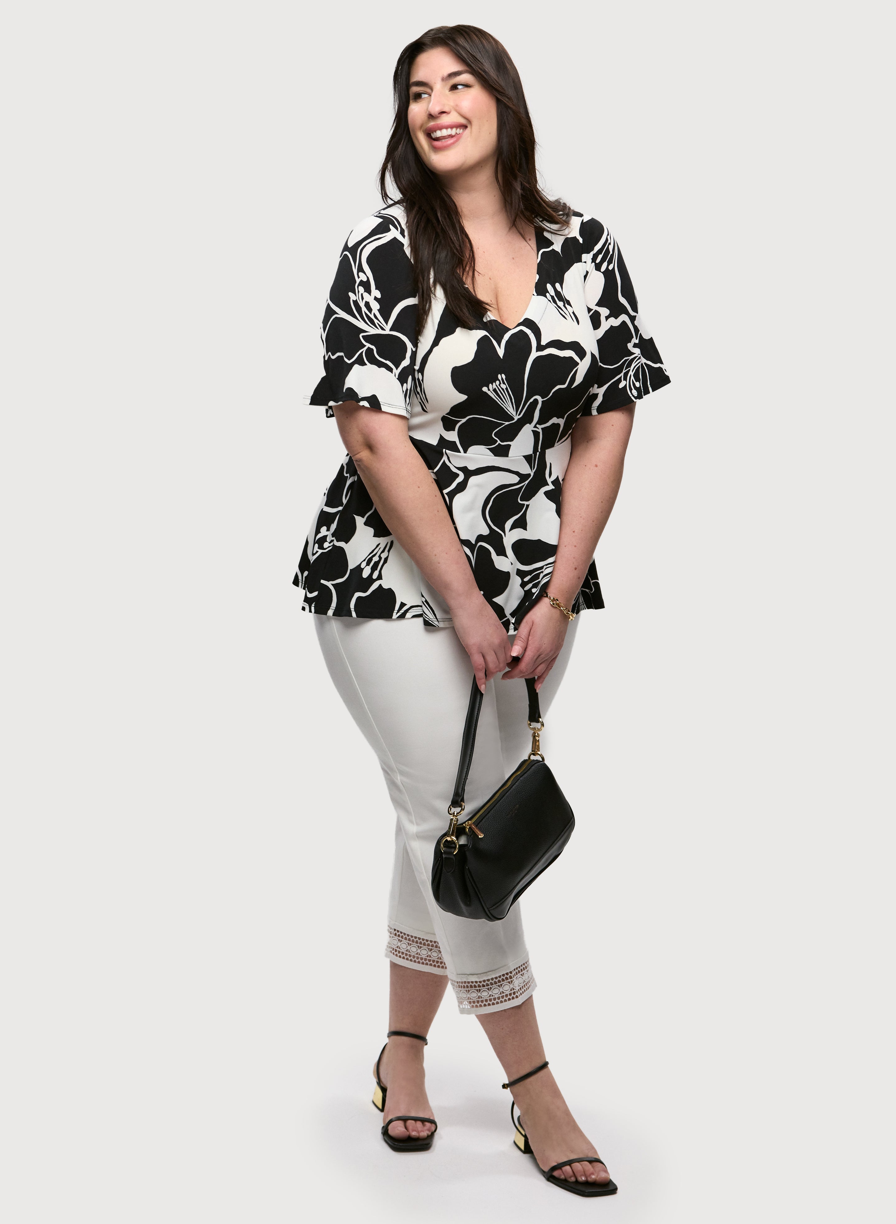 Floral Print Blouse & Stretchy Pull-On Ankle Pants Set - Women's Casual Outfit for Spring Summer Office & Date Night