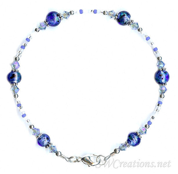 Sapphire Crystal Glass Anklet Bracelet - Elegant Shimmering Ankle Jewelry for Women, Perfect for Beach, Party & Special Occasions