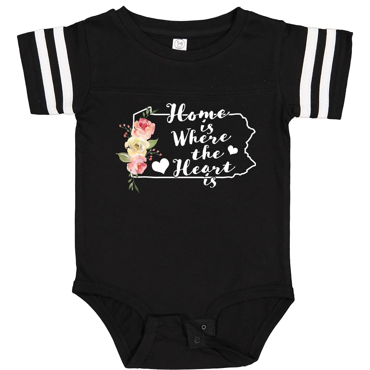 Inktastic Pennsylvania Home is Where The Heart is Watercolor Baby Bodysuit - Soft Cotton Onesie for Newborns, Infants & Toddlers - Perfect for Family Photos, Holidays & Everyday Wear