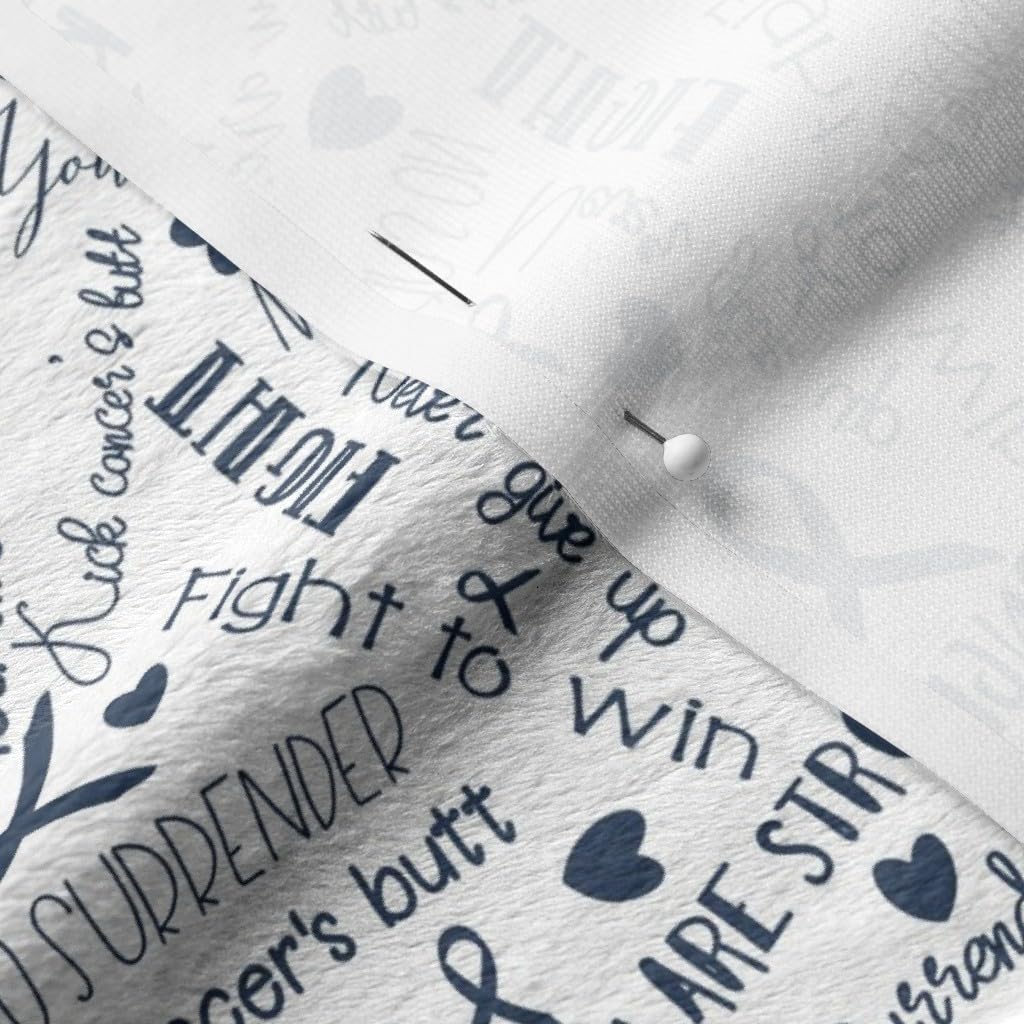 Blue Cancer Awareness Printed Minky Fabric Fat Quarter - Soft Plush Material for Sewing Baby Blankets, Quilt Backing & DIY Projects - Perfect for Charity Events, Nursery Decor & Thoughtful Gifts