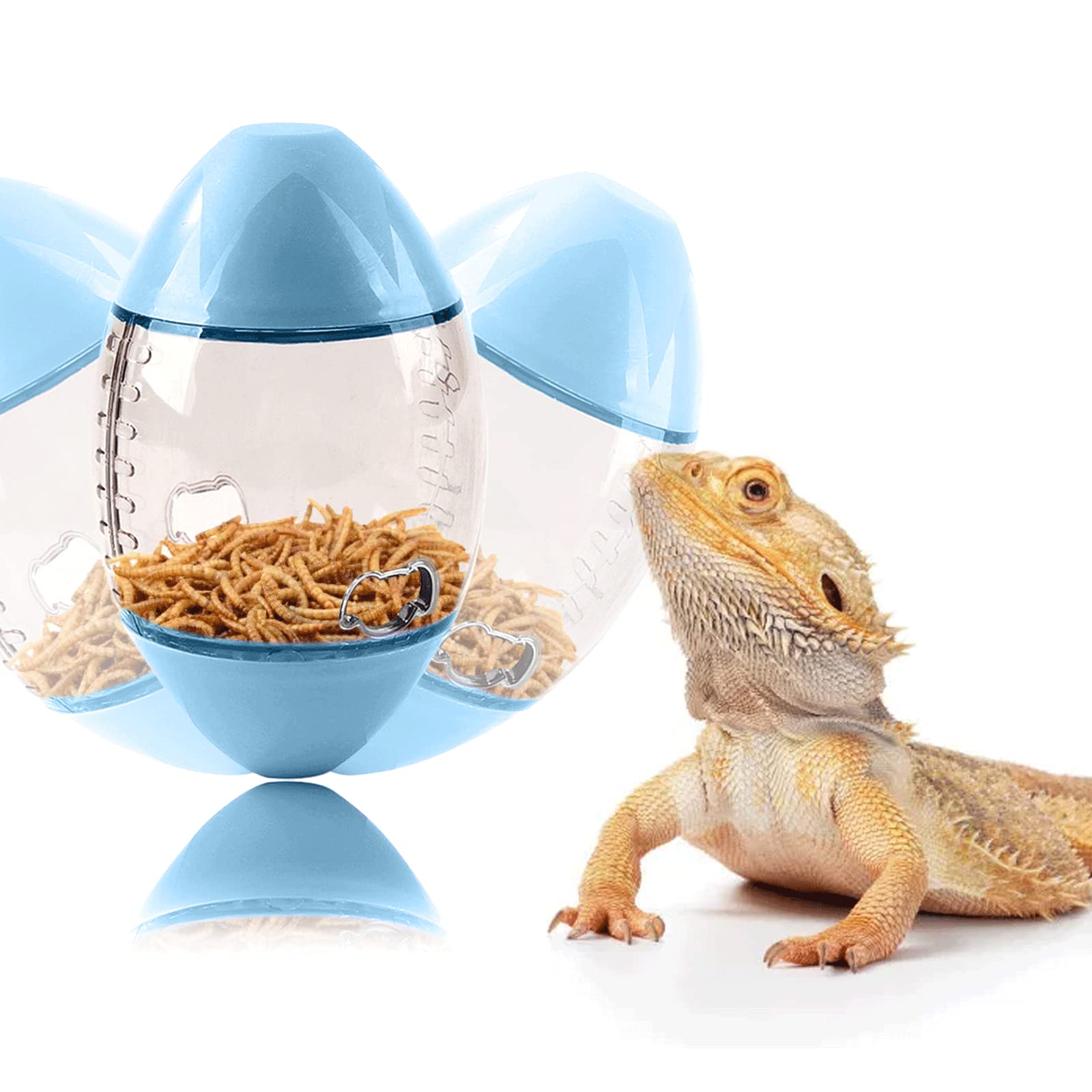 Interactive Reptile Enrichment Toys - Rugby Shape Feeder for Bearded Dragons, Lizards & Geckos | Stimulating Small Animal Toys for Mental Exercise & Natural Hunting Instincts | Perfect for Cage Entertainment & Training Sessions
