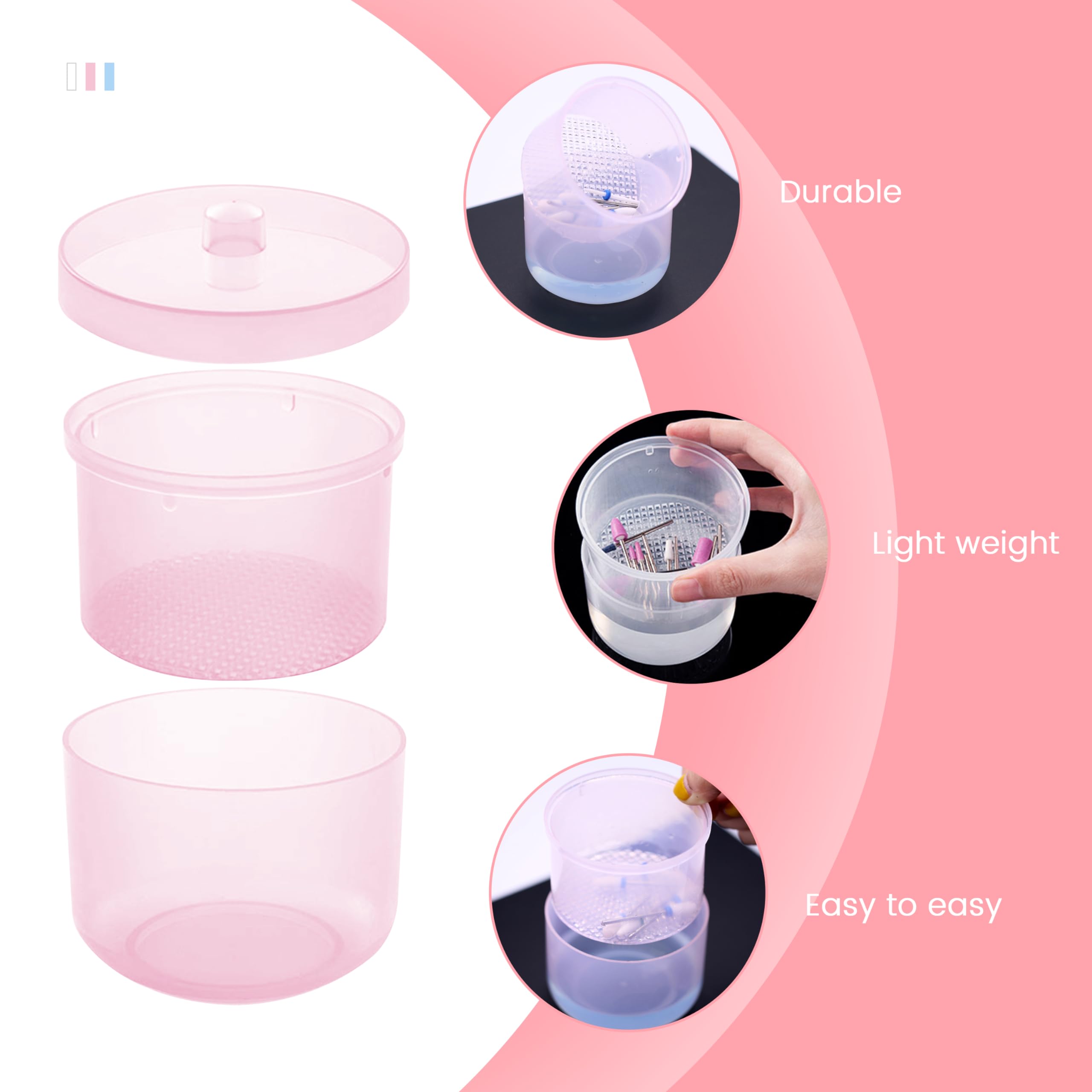 Professional Nail Art Tools Cleaner Storage Box - Pink Organizer for Nail Drill Bits, Clippers, Cutters & Alcohol Soaking Cleaner | Perfect for Salon, Home Manicure & Nail Technician Accessories Storage