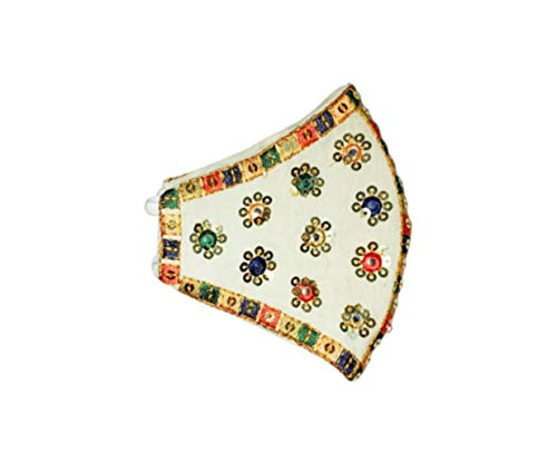 KPS Pure Cotton Hand Embroidered Face Masks - Reusable & Washable Multicolor Cloth Masks (Pack of 2) for Wedding, Party, Travel & Daily Protection
