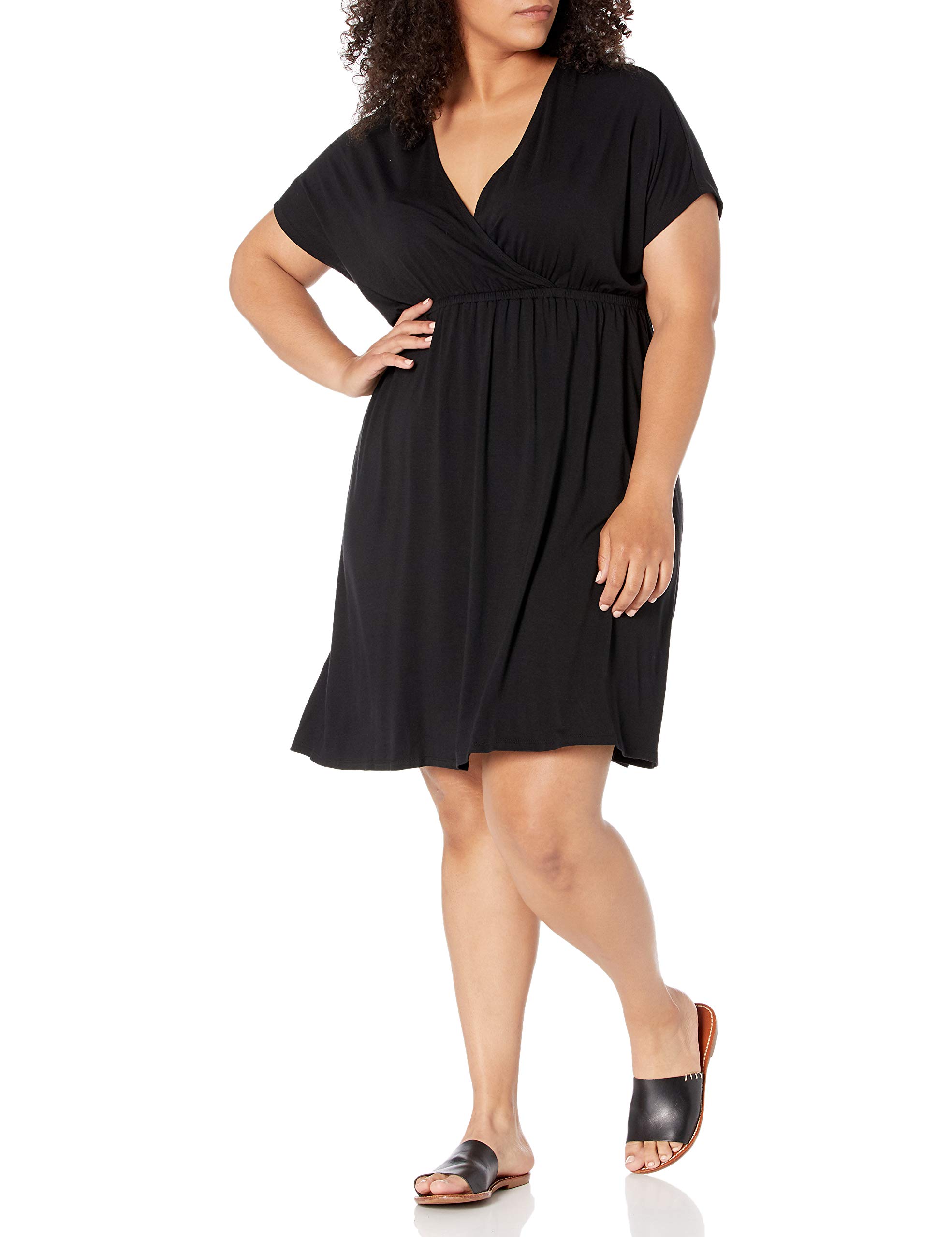Amazon Essentials Women's Surplice Dress - Flowy V-Neck Midi Dress with Ruffle Hem (Plus Size Available) | Perfect for Summer Weddings, Beach Vacations & Office Wear