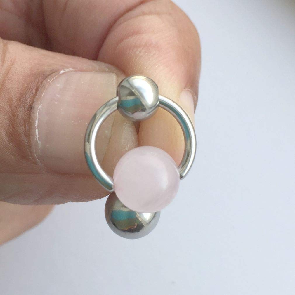 Rose Quartz VCH Piercing Barbell - Genuine Love Stone Jewelry for Belly Button & Intimate Piercings - Perfect for Sensual & Spiritual Healing