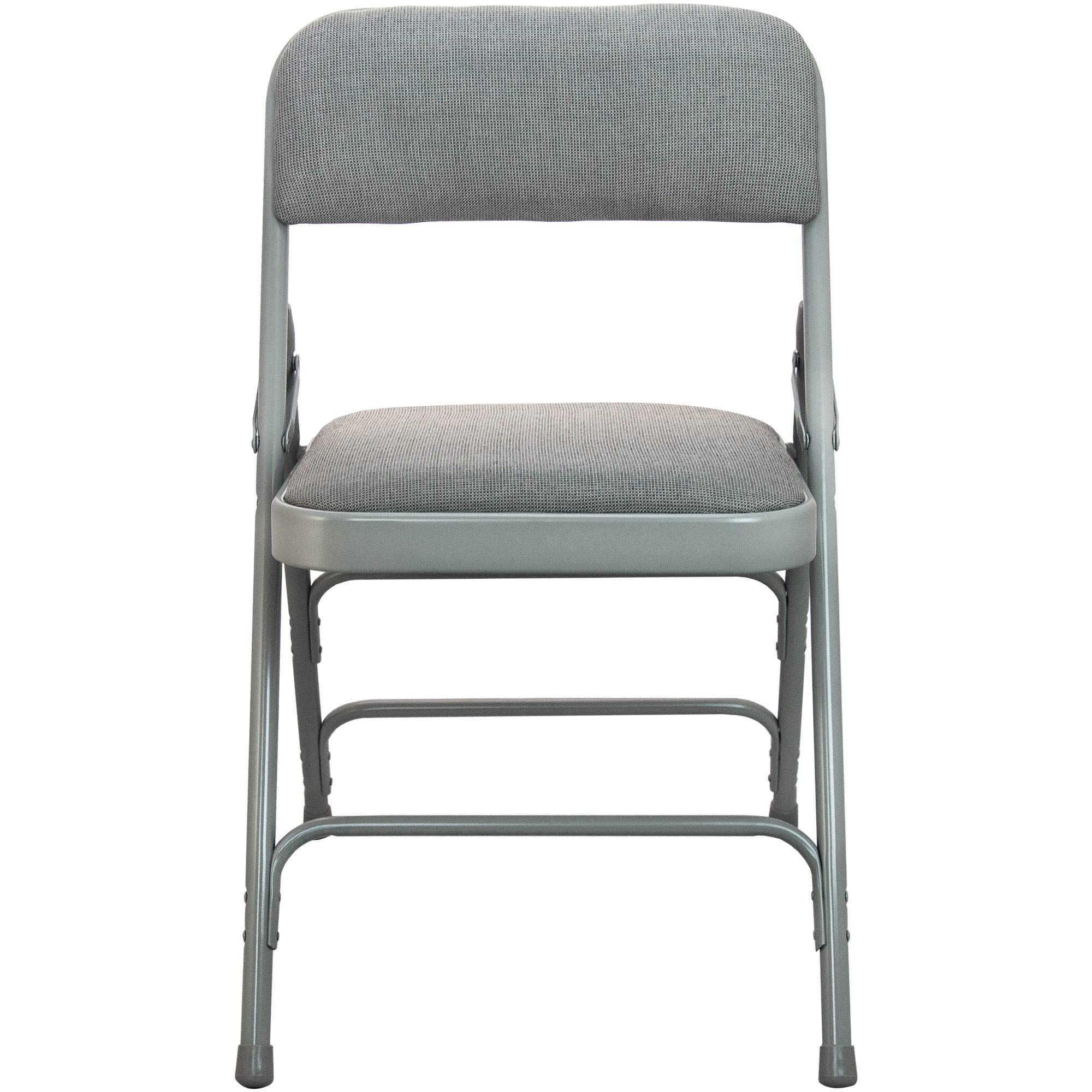 Emma & Oliver 2-Pack Grey Padded Metal Folding Chairs with Comfortable Fabric Seats - Perfect for Outdoor Events, Parties, Camping, and Extra Seating at Home