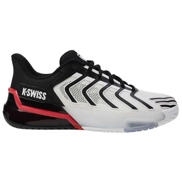 K Swiss Ultrashot 4 Men's Tennis Shoes - White/Black/Red (Model 4437 140) | Lightweight & Durable for Competitive Play & Casual Wear