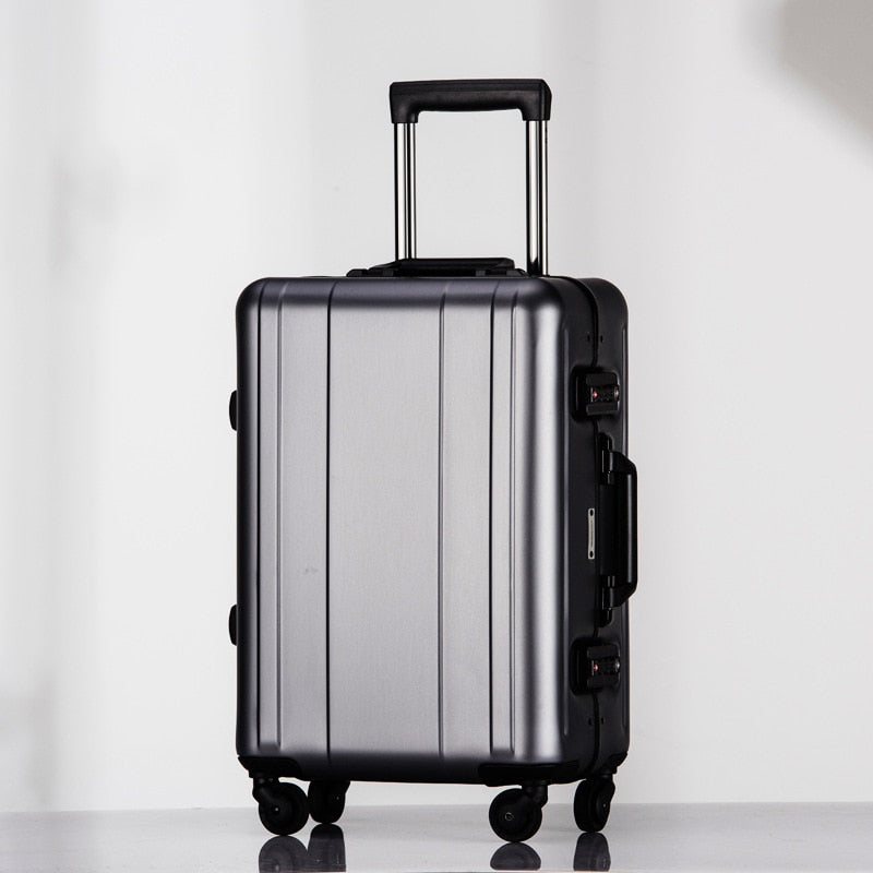 20 Inch Aluminum Alloy Checked Luggage - 100% Metal Carry-On Suitcase for Travel, Durable & Lightweight Trolley Bag - Perfect for Business Trips, Vacations and Air Travel
