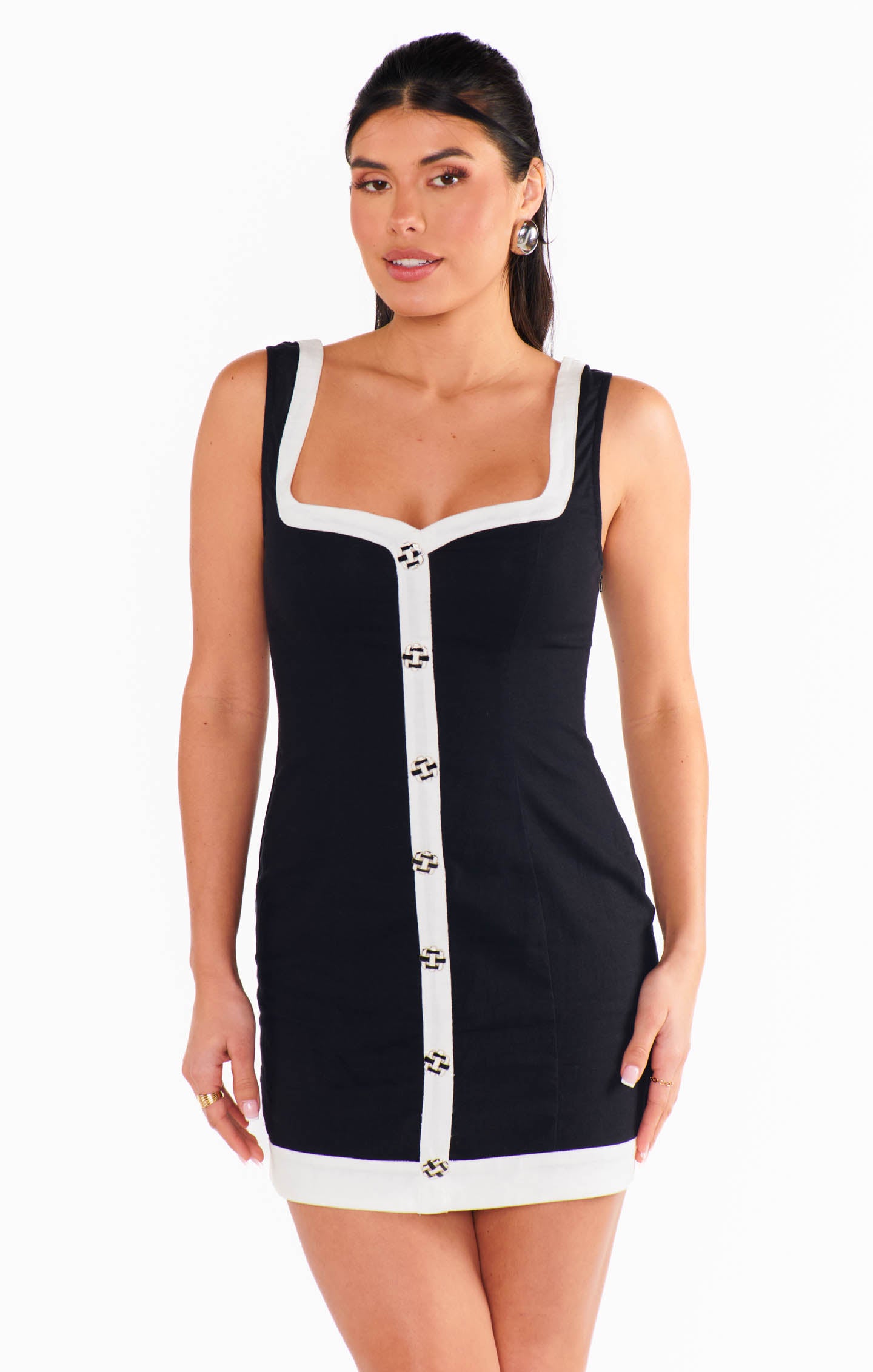 Coco Dress - Black & White Linen Summer Dress for Women | Casual Beach Wear & Party Outfit
