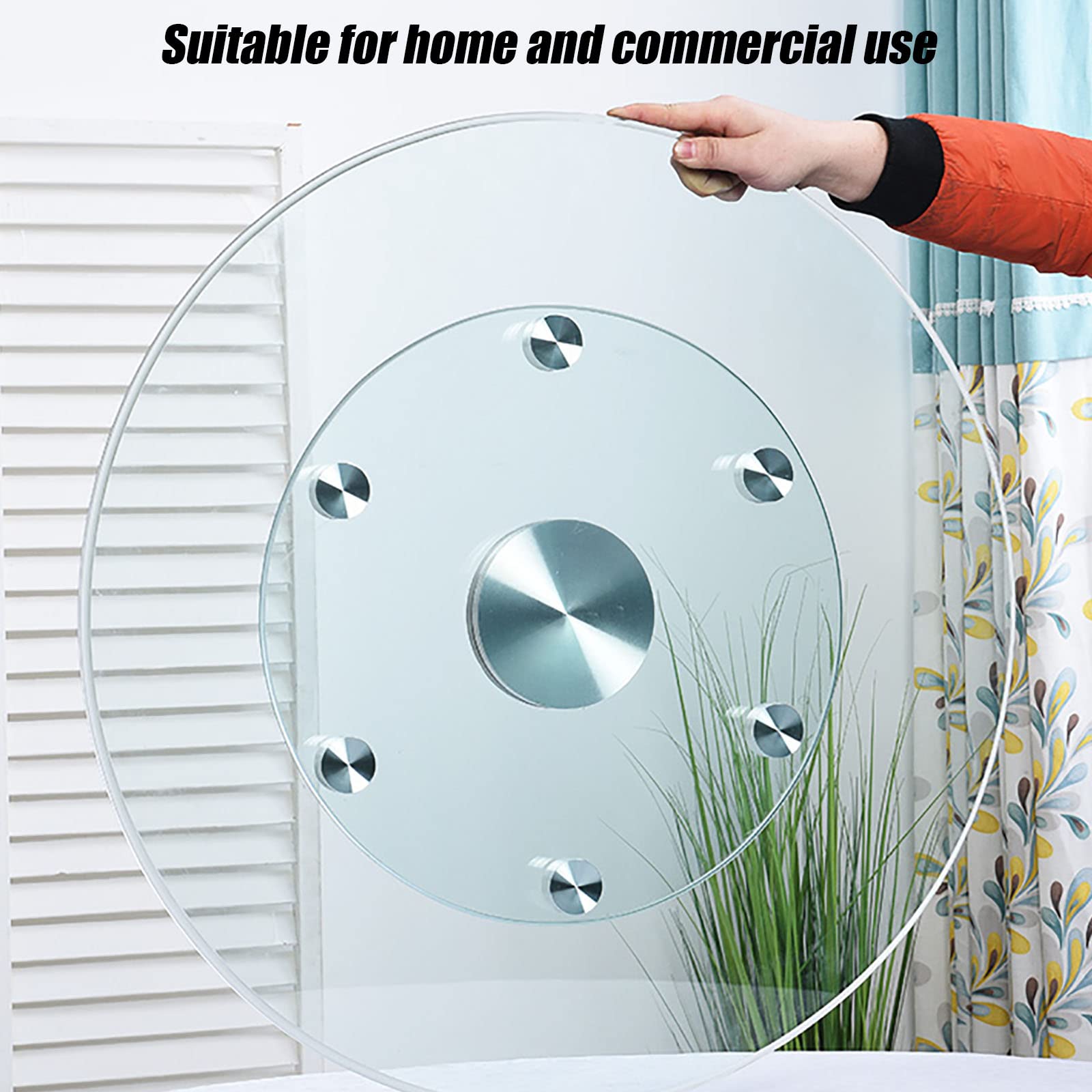 Premium 12-Inch White Tempered Glass Lazy Susan Turntable - 360° Rotating Serving Tray for Dining Table & Kitchen Countertop - Durable Reversible Glass Dish Rack for Spices, Condiments & Food Display (39x39x0.3 Inches) - Perfect for Family Dinners, Buffets & Entertaining Guests