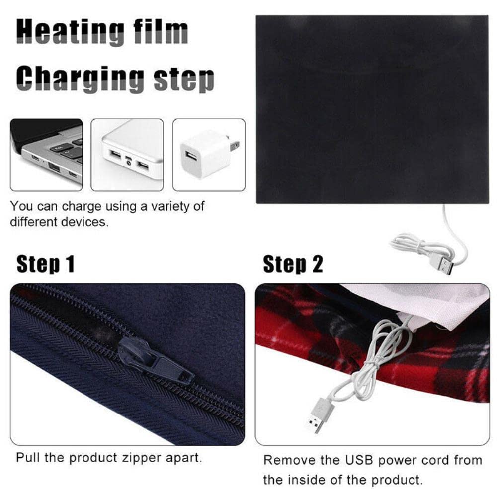 Electric Heated Shawl Blanket - USB-Powered Portable Heating Wrap for Home, Office & Car - Soft Flannel Mini Blue Blanket for Winter Warmth & Comfort