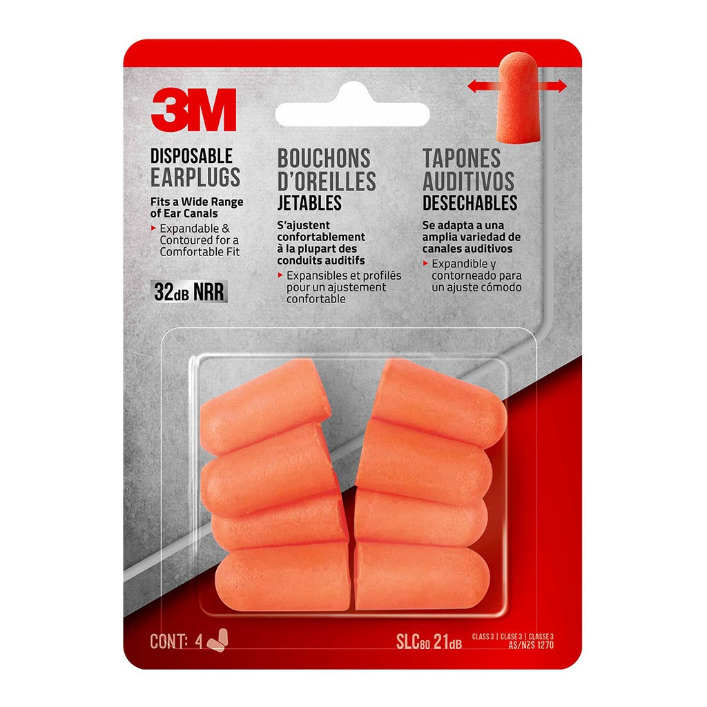 3M Disposable Earplugs for Sleeping, Noise Cancelling Ear Plugs - 4 Pairs (92050H4 C) - Perfect for Construction, Travel & Studying