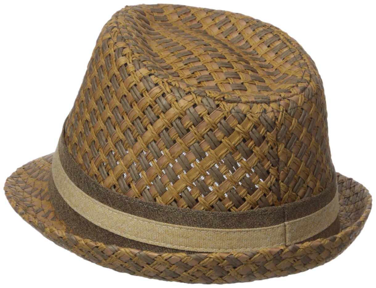 Stylish Men's Paper Straw Fedora Hat with Two-Tone Ribbon Band - Perfect for Summer Beach, Outdoor Parties & Casual Fashion