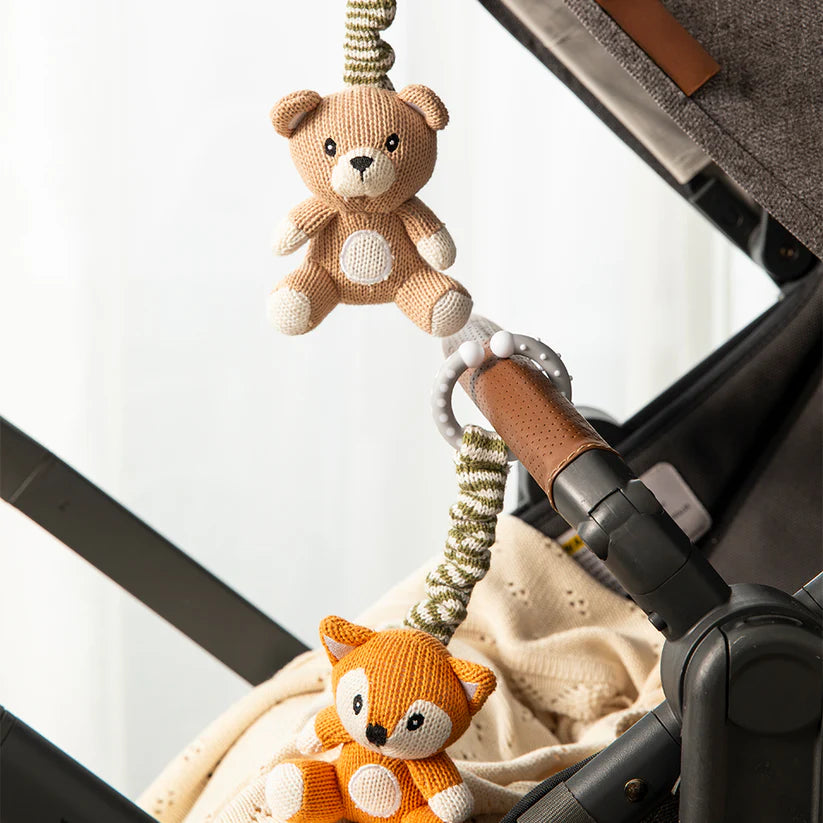 Adorable Bear & Fox Stroller Toys for Babies - Soft & Safe Pram Accessories for Newborns & Toddlers - Perfect for Strollers, Car Seats & Playtime Fun