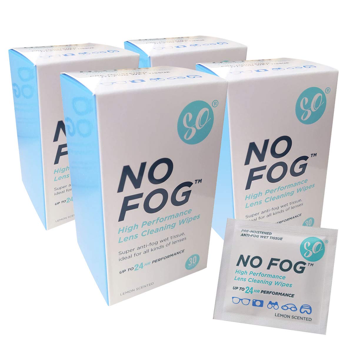 SO No Fog Anti-Fog Wipes for Glasses & Lenses - 120 Pack | Prevent Fogging on Eyeglasses, Goggles & Masks | Perfect for Sports, Swimming & Cold Weather Use