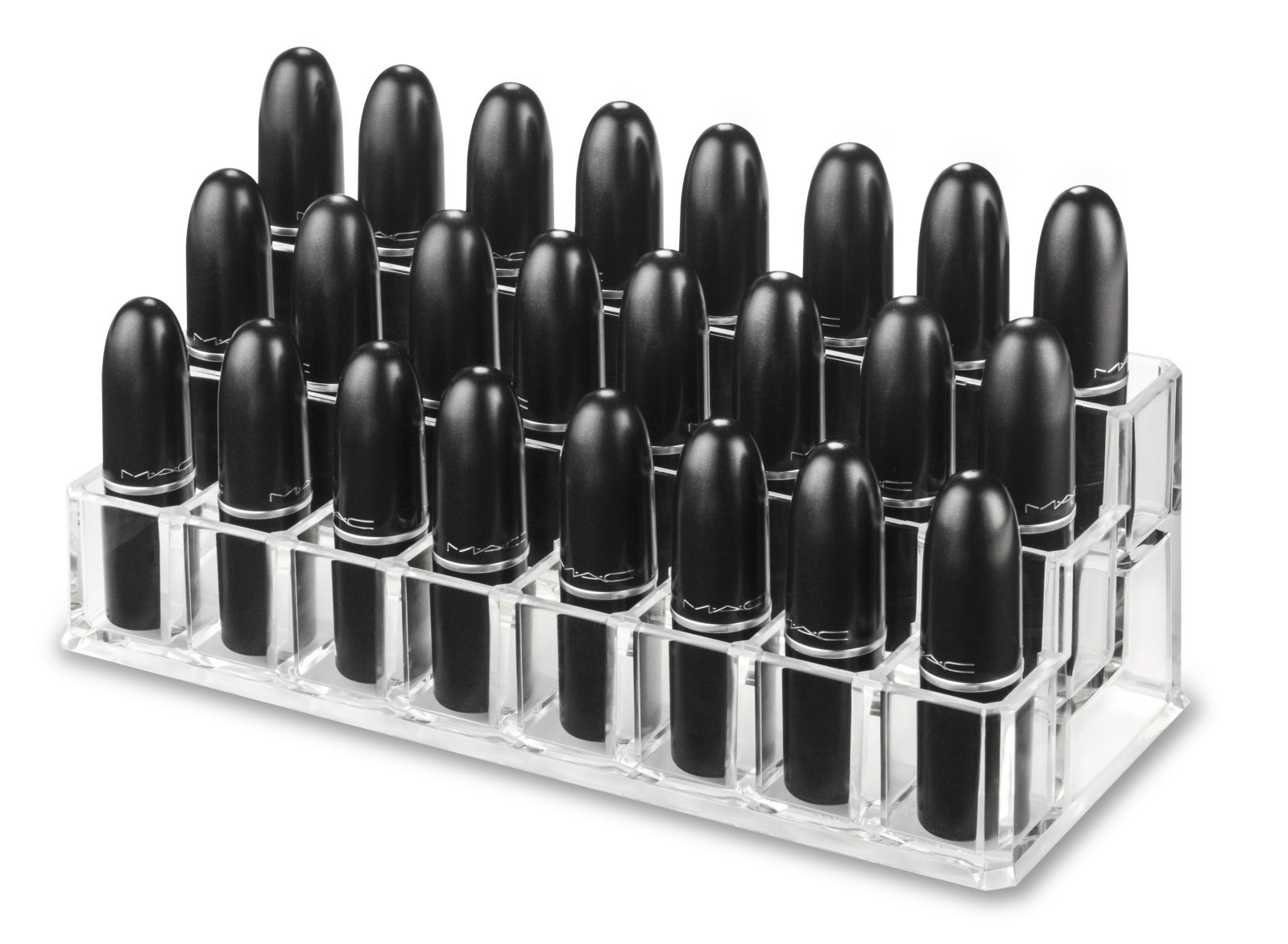 ByAlegory 3-Tier Clear Acrylic Lipstick Organizer | 24-Slot Cosmetic Storage for Makeup Vanity | Perfect for Bathroom Countertops, Dressing Tables & Travel Makeup Cases